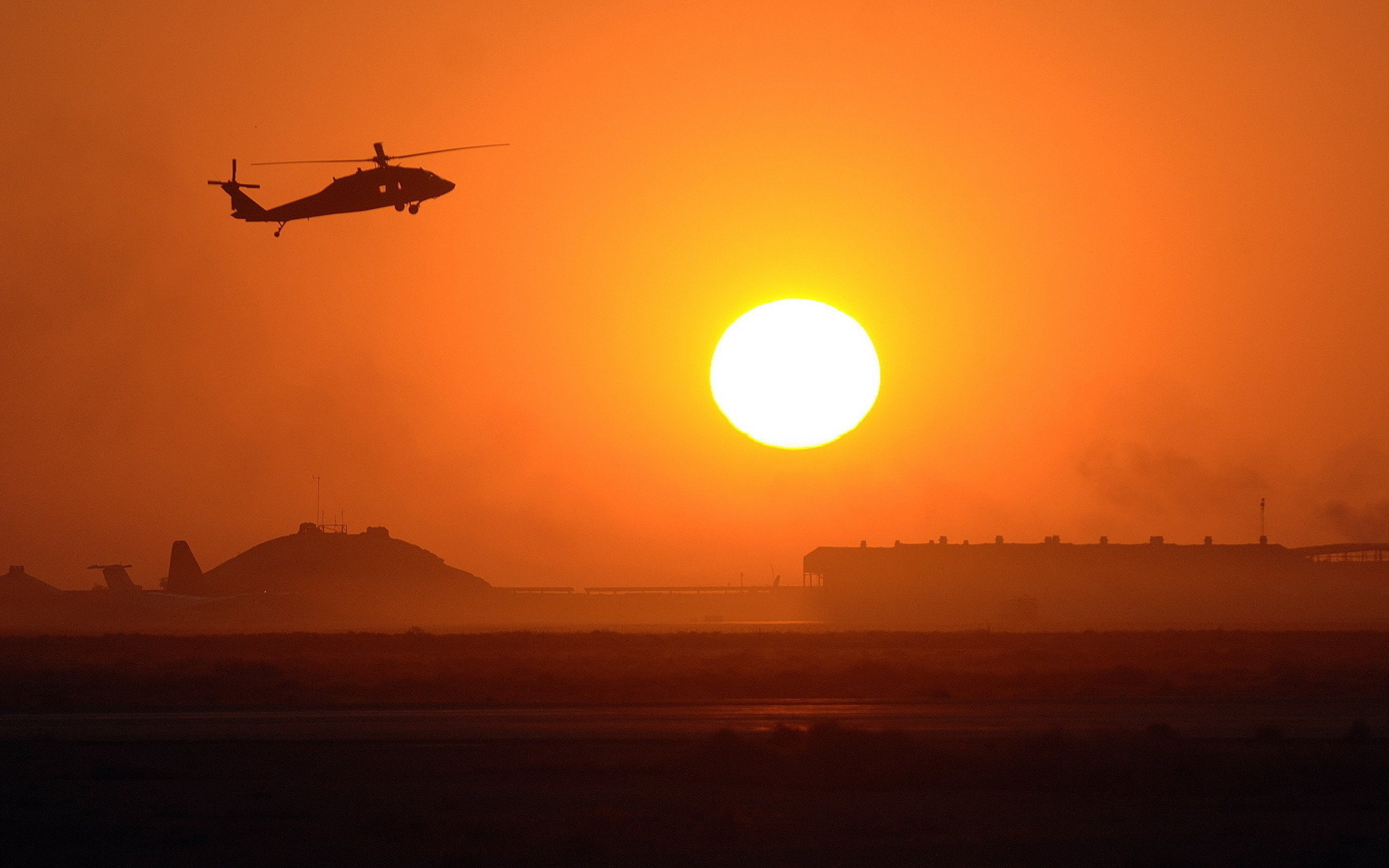 sunset, sun, helicopters, 2K, 60 Black Hawk, Sikorsky UH, Silhouette, HD Wallpaper