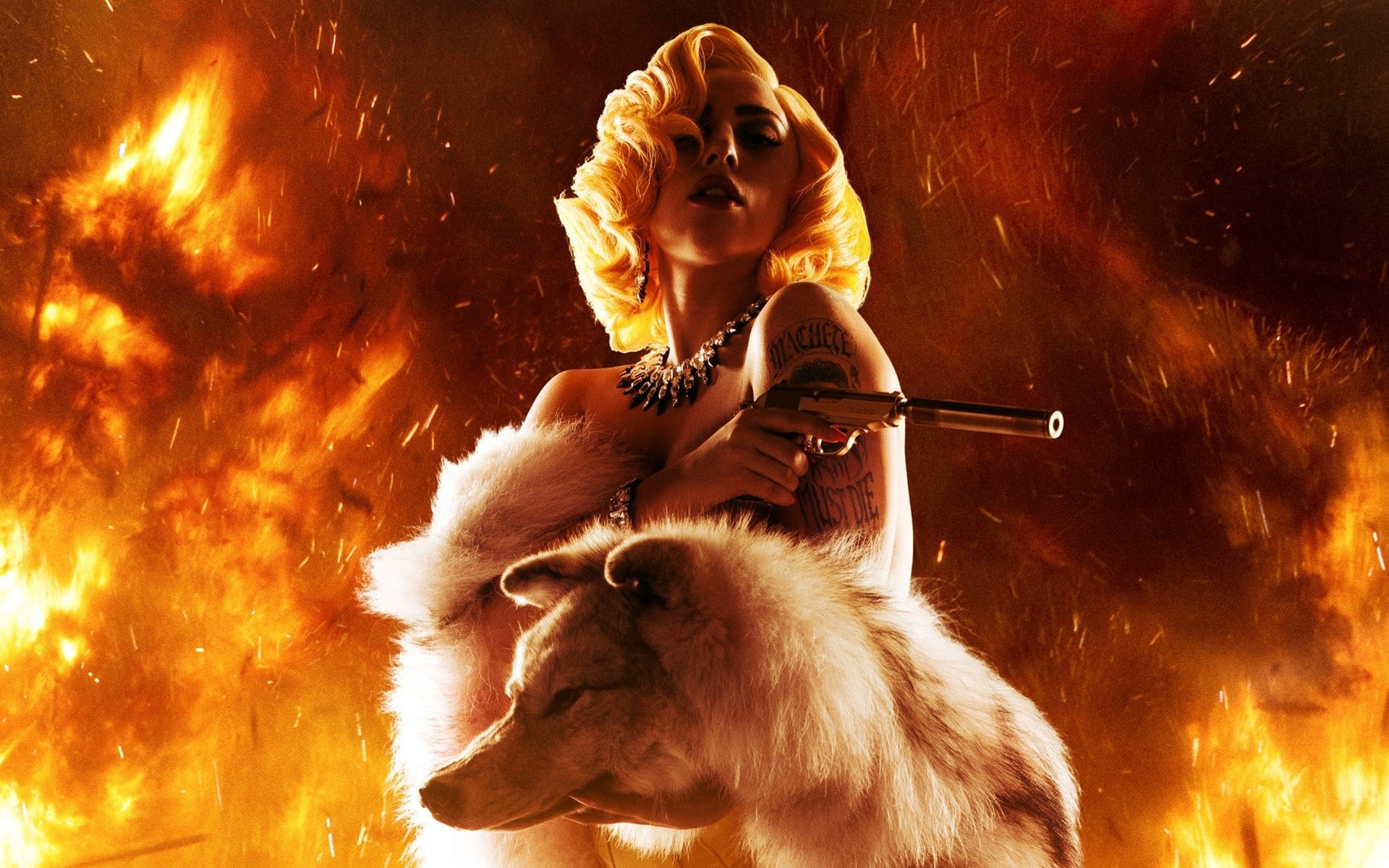 1080P, girls with guns, gun, Lady Gaga, women, HD Wallpaper