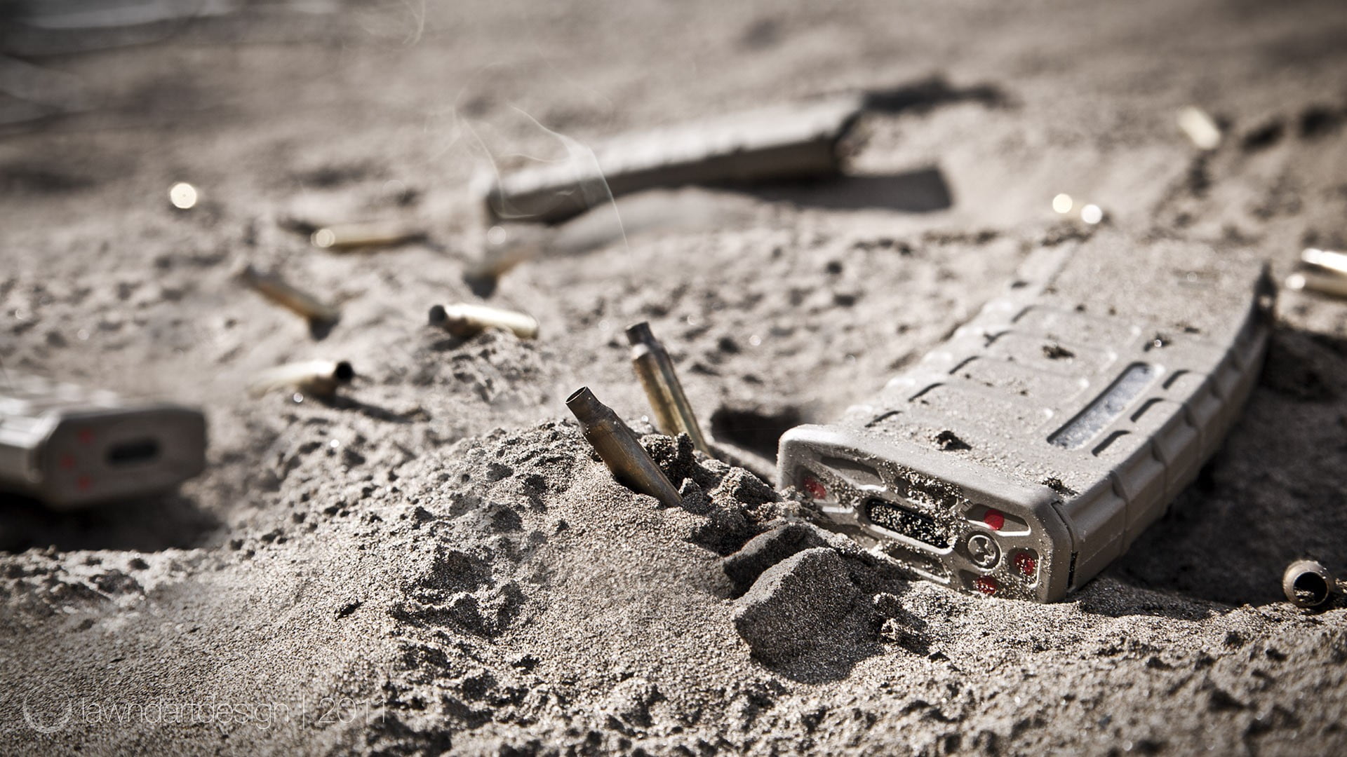gray, sunlight, sand, no people, magazine, land, high angle view, close-up, handgun, broken, magpul, day, beach, still life, weapon, nature, focus on foreground, HD Wallpaper