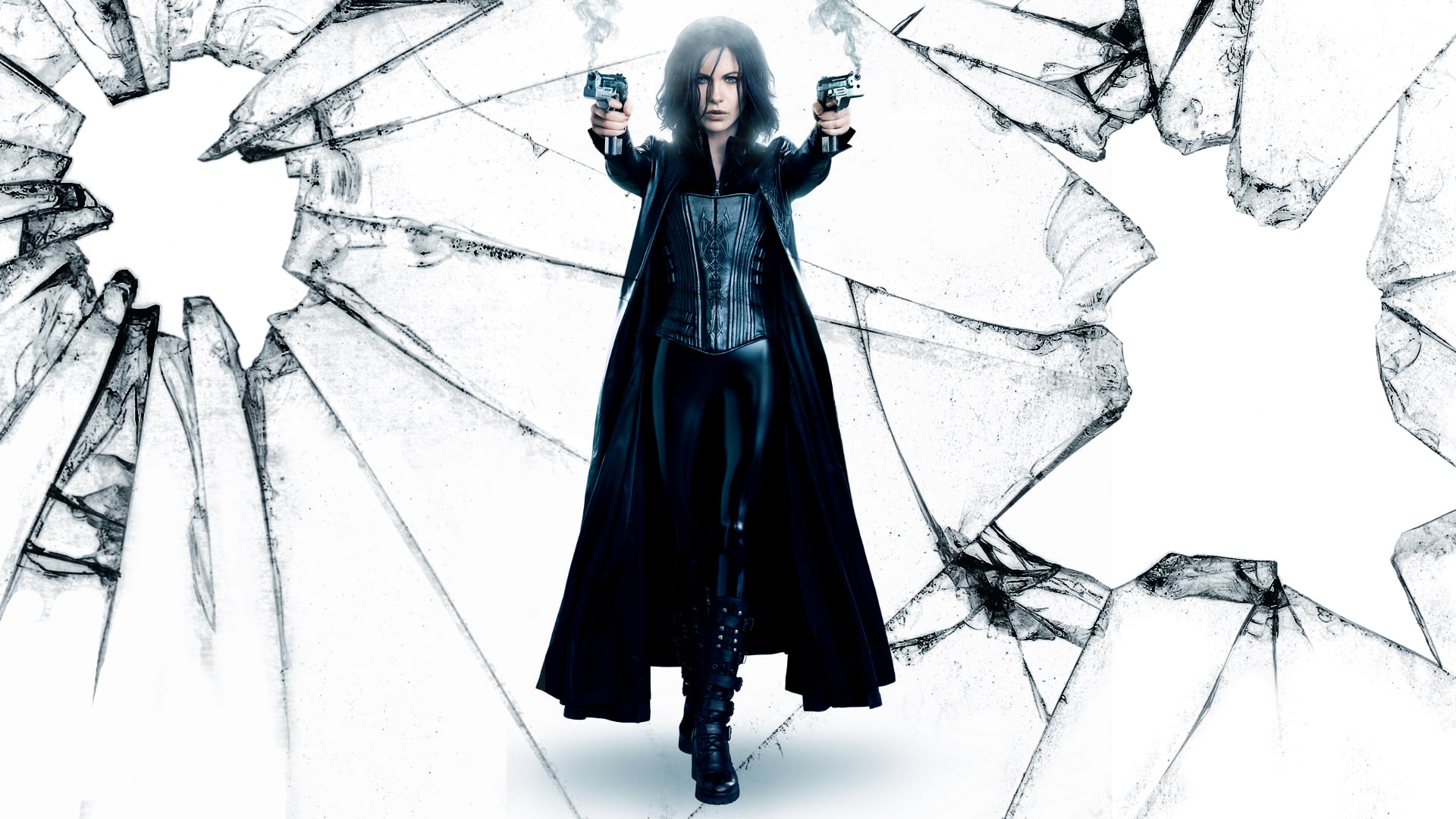 handgun, hd, cracked, 1080P, kate, broken, brunette, movies, beckinsale, underworld, HD Wallpaper