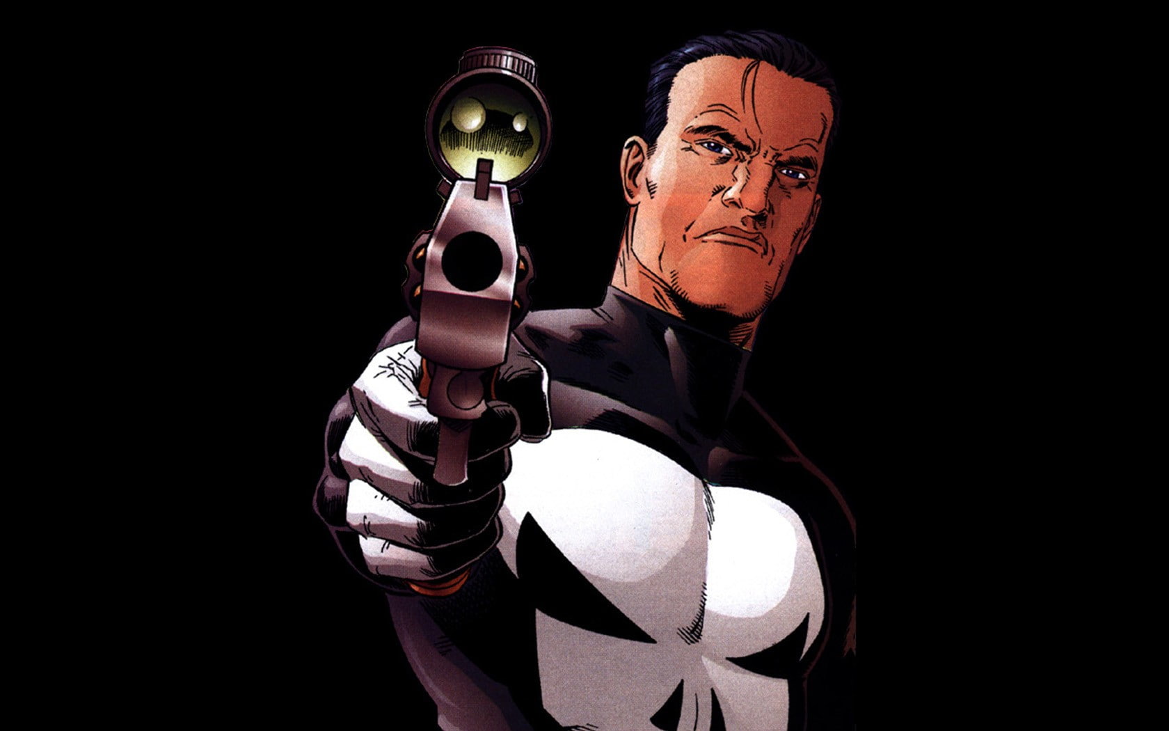 hd, 720P, punisher, cartoon/comic, black, handgun, HD Wallpaper