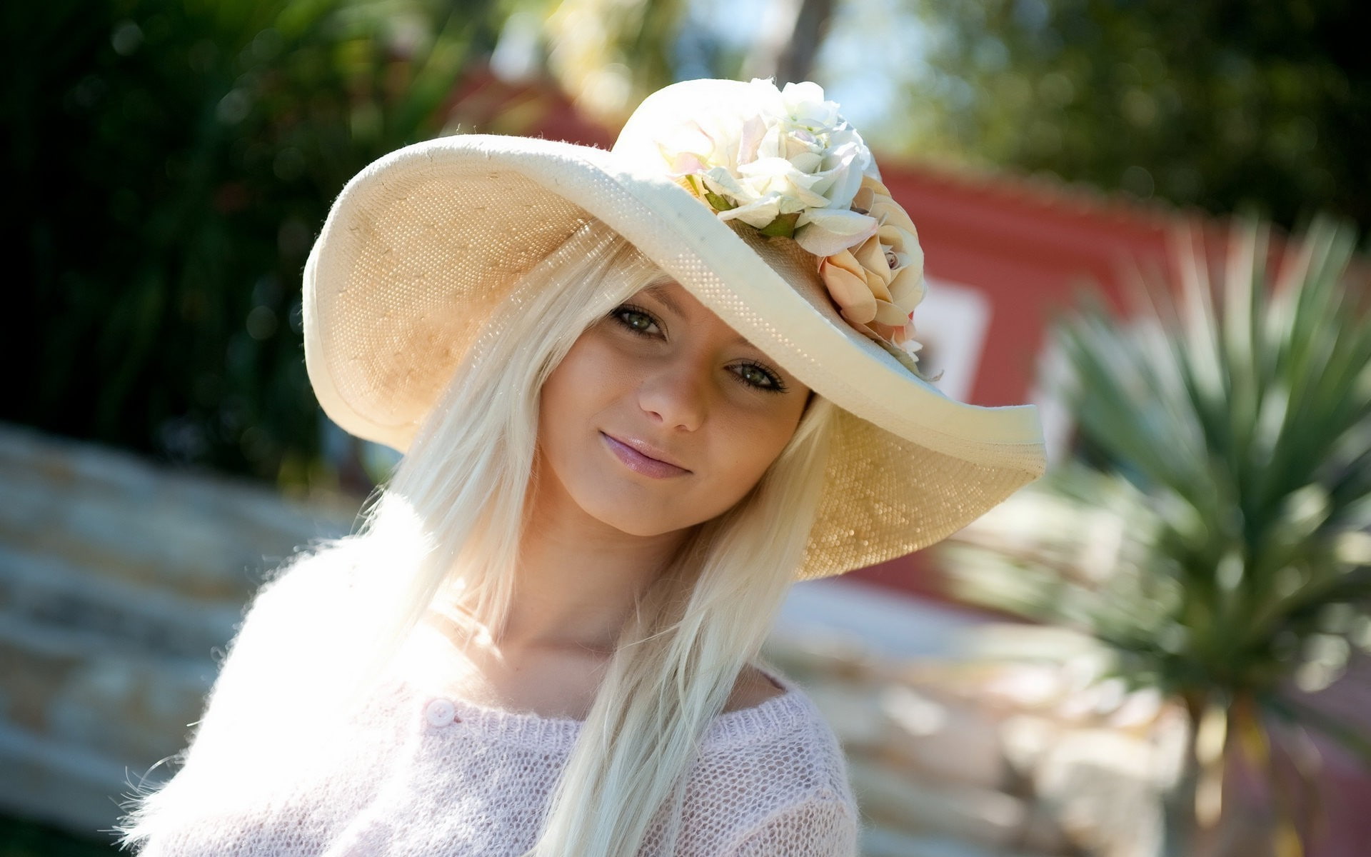 s, annely, neck, women, scoop, hat, blonde, eyes, gerritsen, model, annely gerritsen, shirt, 1080P, white, face, HD Wallpaper