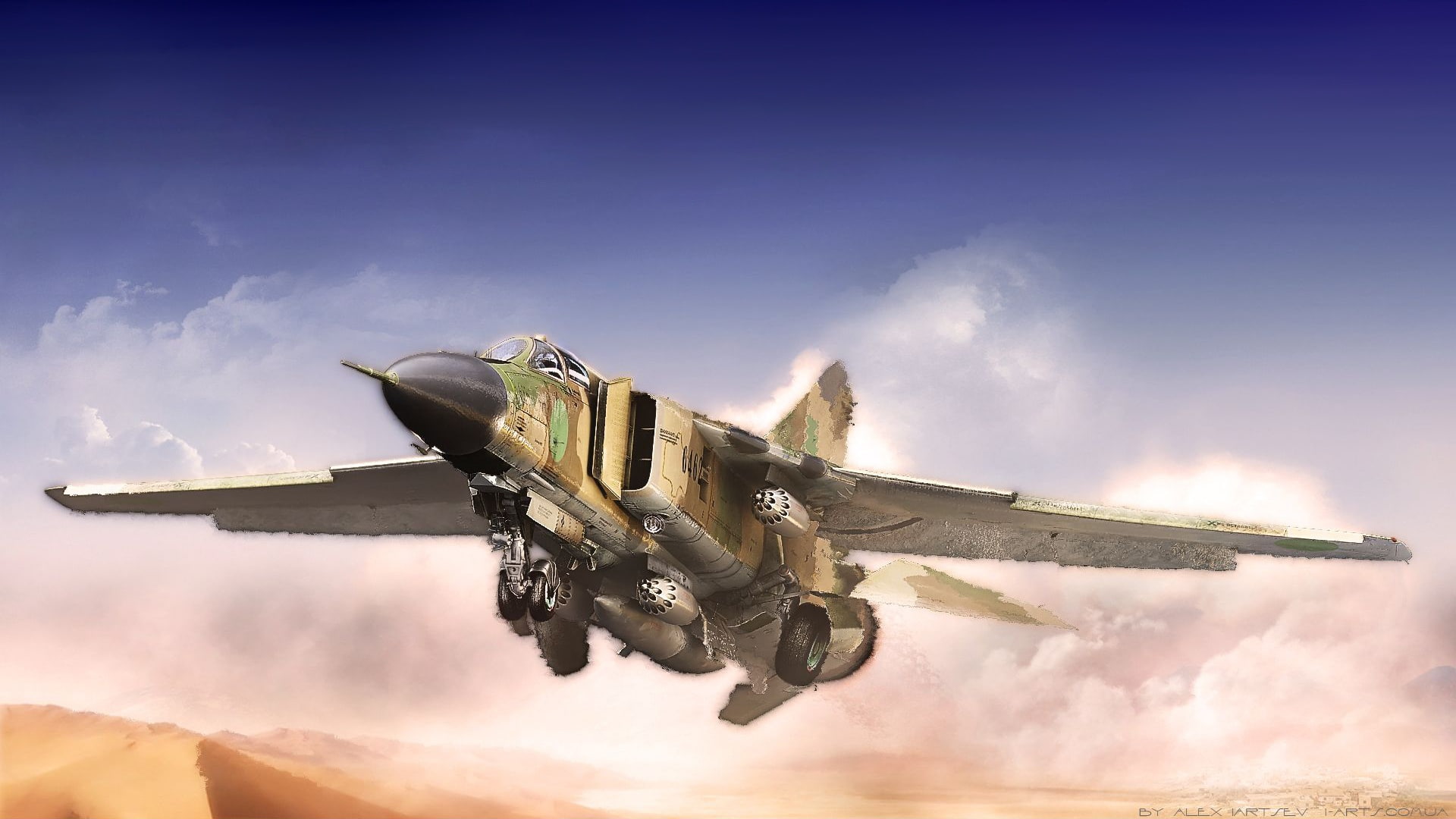 The MiG-23ML, Multi-role fighter, by ABiator, 1080P, Flogger, ABiator, fighter, Alexander Iartsev, Soviet fighter, Art, MiG, Soviet multipurpose fighter, HD Wallpaper