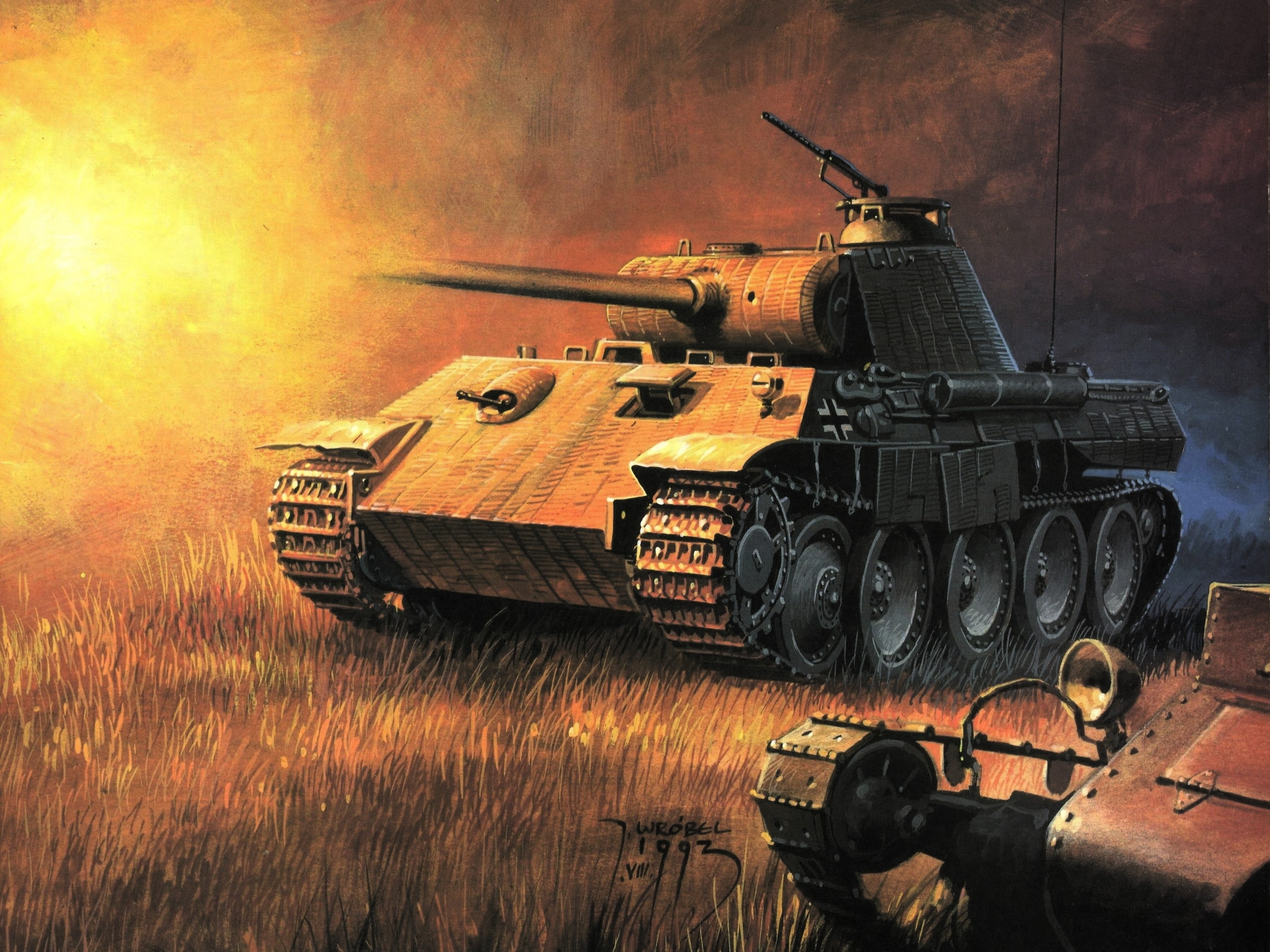 gun, flash, PzKpfw V, engine, armed Forces, shot, machine gun, security, figure, metal, mode of transportation, land, day, grass, old, The second world war, HD Wallpaper
