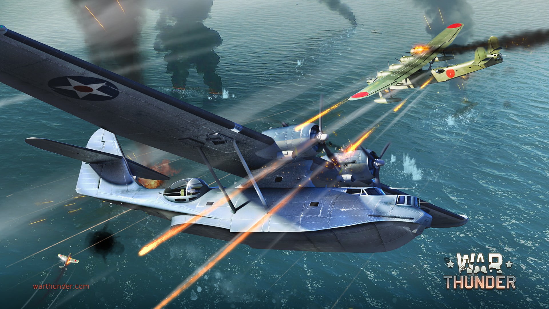 sport, transportation, video games, Kawanishi H6K, no people, airplane, war, navy, thunder, PBY Catalina, outdoors, motion, water, air vehicle, HD Wallpaper