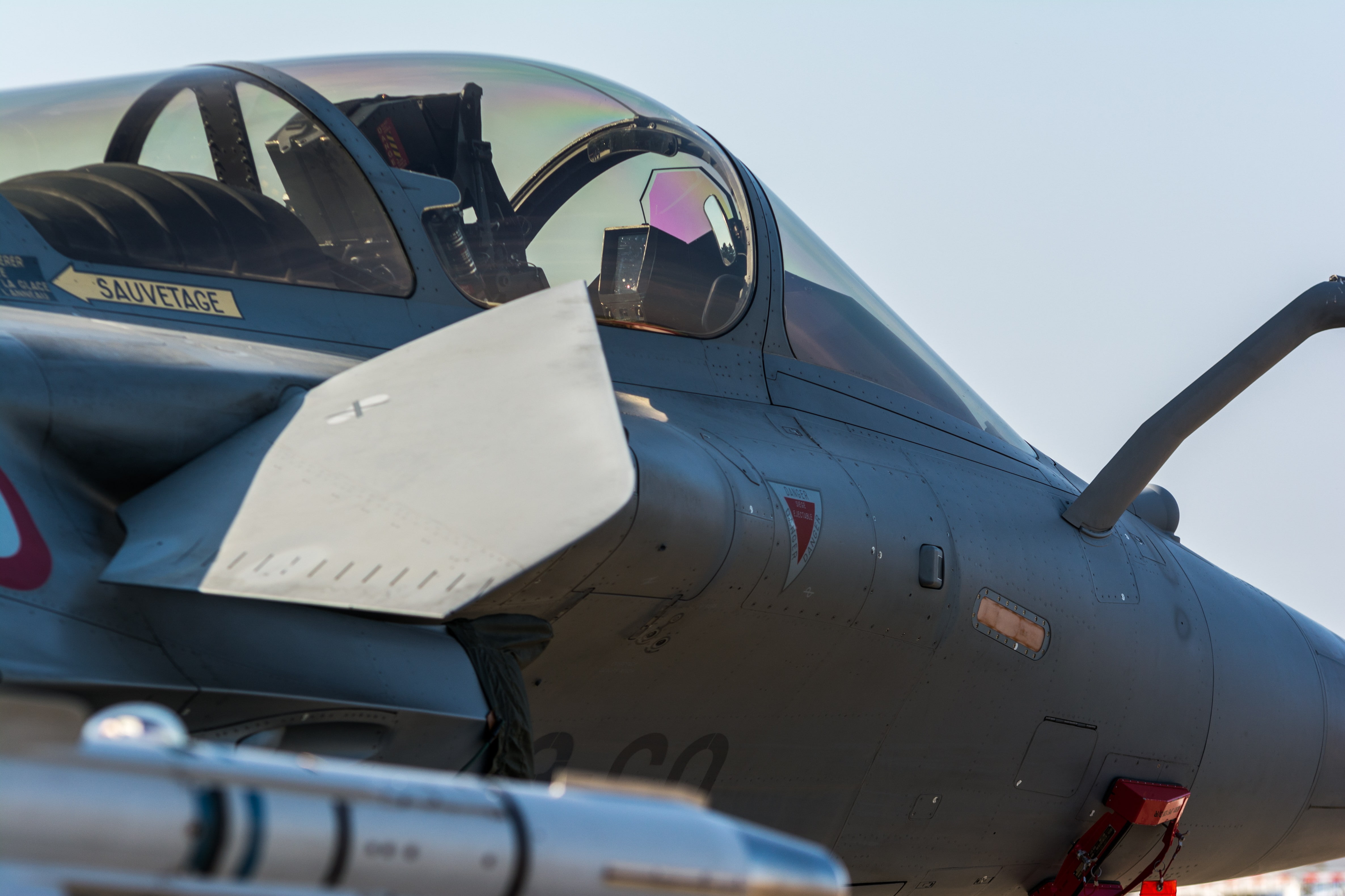 close-up, travel, plane, airshows, stationary, sky, clear sky, air vehicle, fighter plane, Dassault Rafale, aerospace industry, transportation, airplane, HD Wallpaper