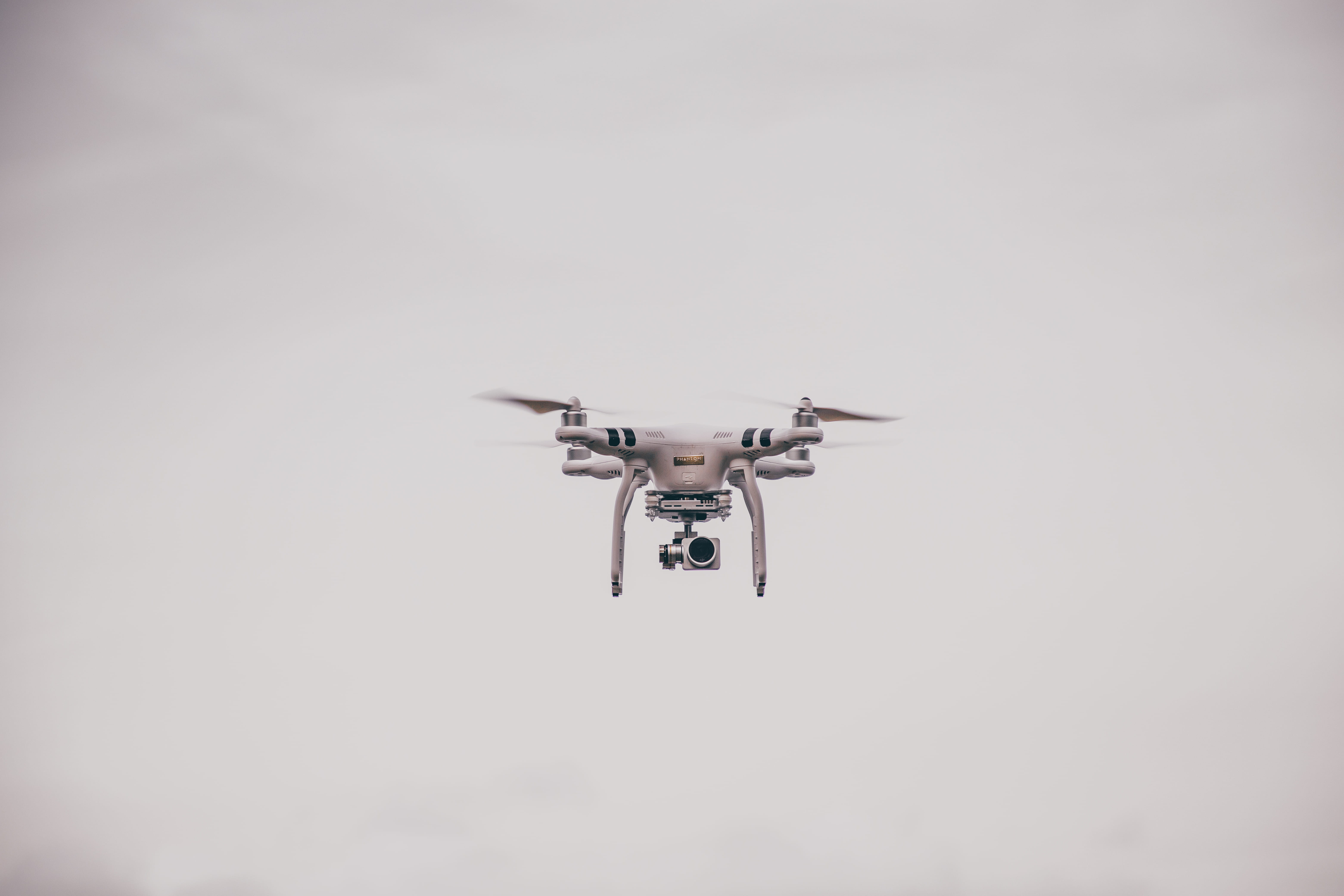 drone, surveillance, low angle view, plane, tech, bomber, stealth, security, military, bird, transportation, phantom 3 pro, photography, camera, 5K, white, HD Wallpaper