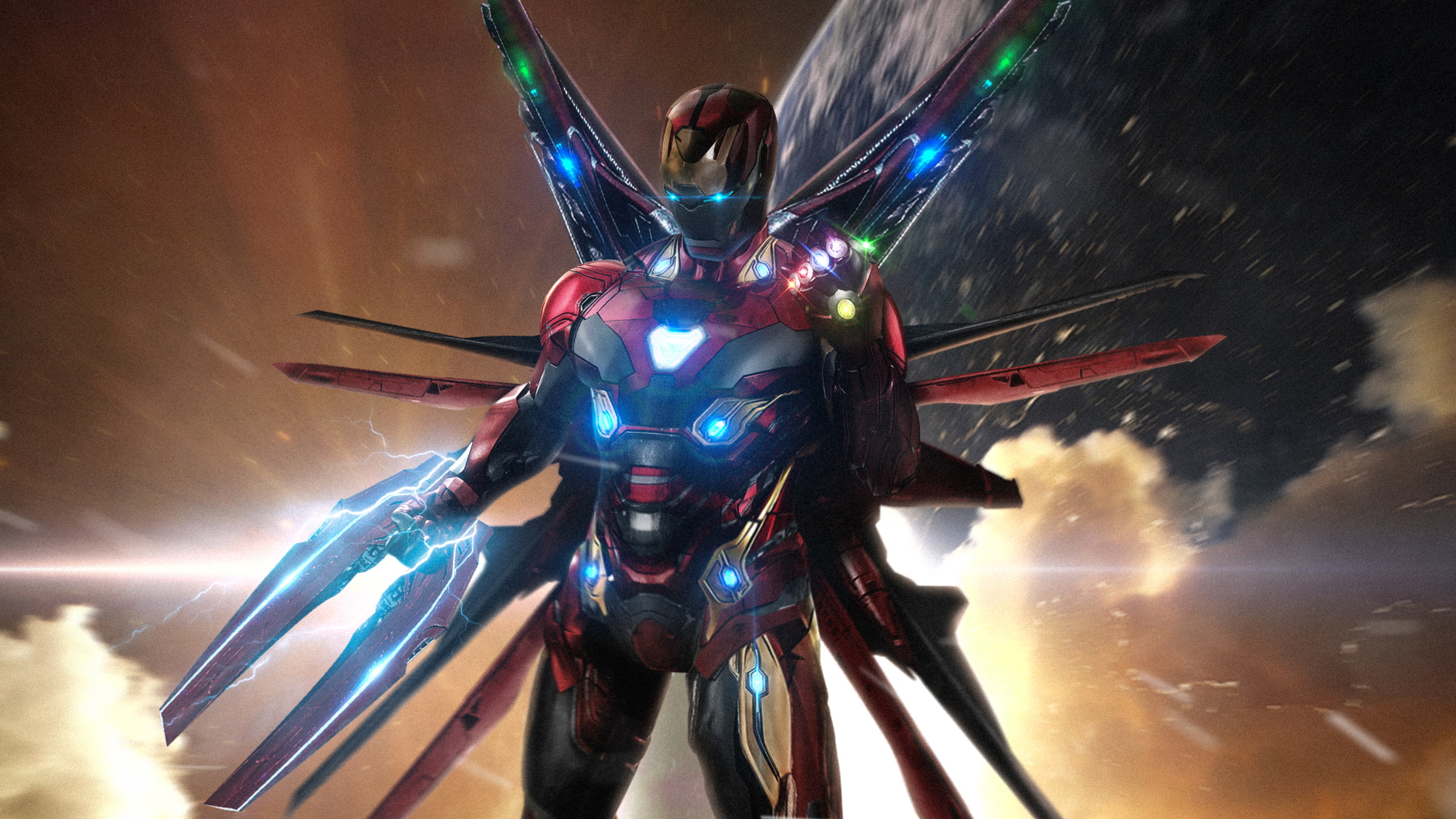 illuminated, Iron, transportation, blurred motion, aggression, motion, no people, air vehicle, Avengers, futuristic, technology, Man, robot, 2K, flying, HD Wallpaper