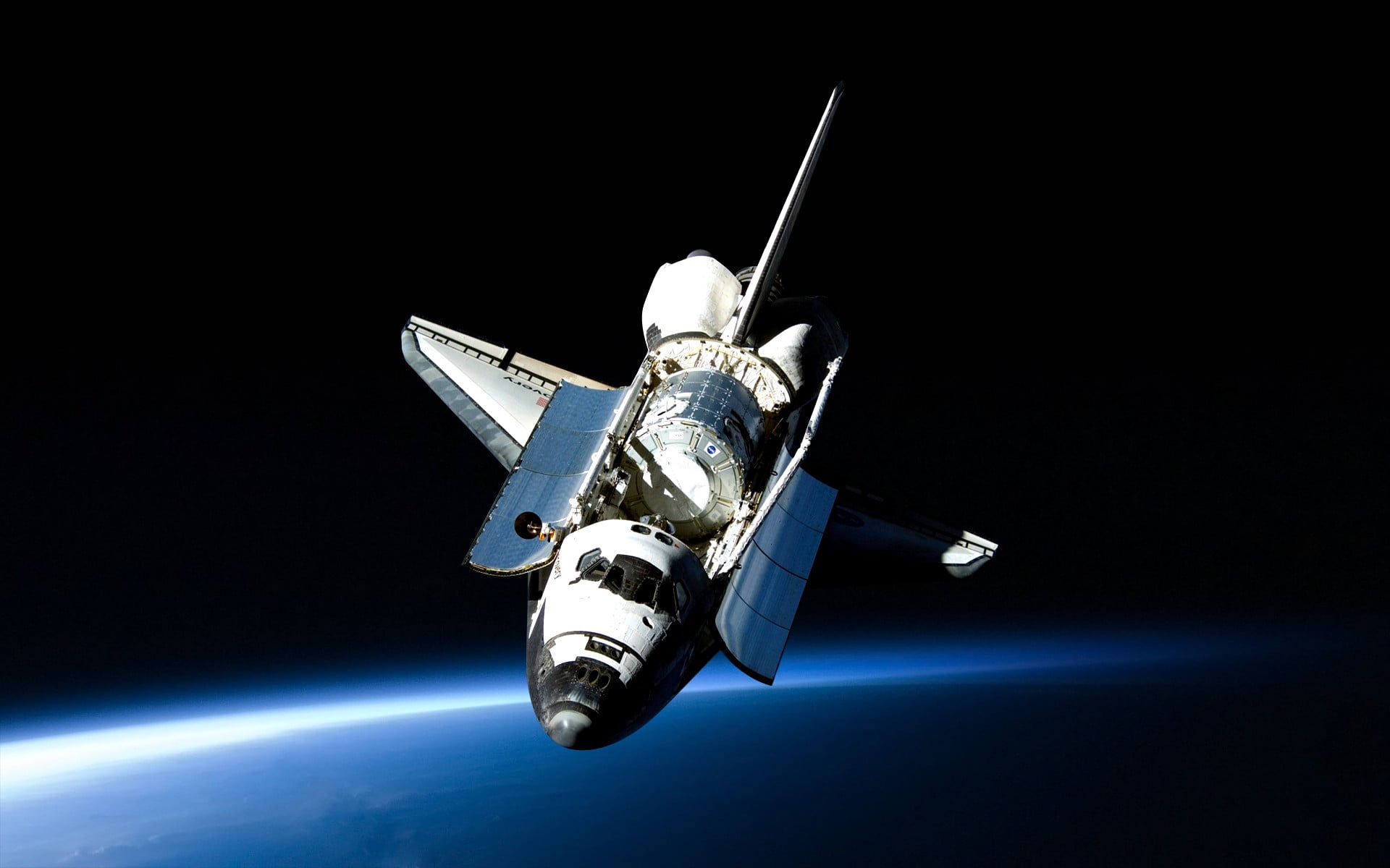mid-air, military, science, flying, white, futuristic, surveillance, space exploration, motion, plane, orbiting, space, 1080P, no people, planet - space, HD Wallpaper