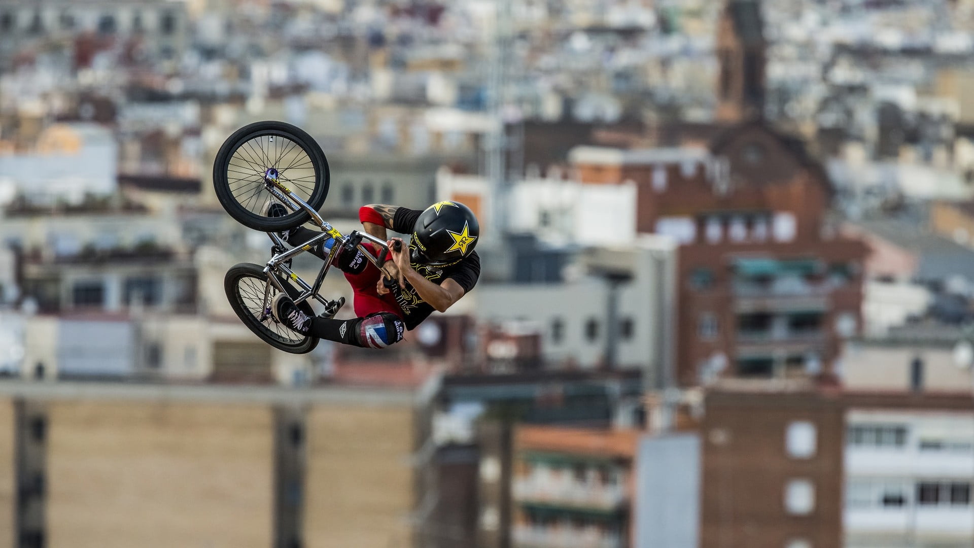 sports, city, technology, architecture, gray, transportation, building, day, surveillance, security, occupation, outdoors, focus on foreground, BMX, residential district, HD Wallpaper