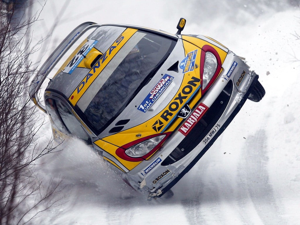 outdoors, cold temperature, rally cars, yellow, race cars, no people, 206rc, leisure activity, nature, close-up, snow, Peugeot, day, motion, Rally, mode of transportation, HD Wallpaper