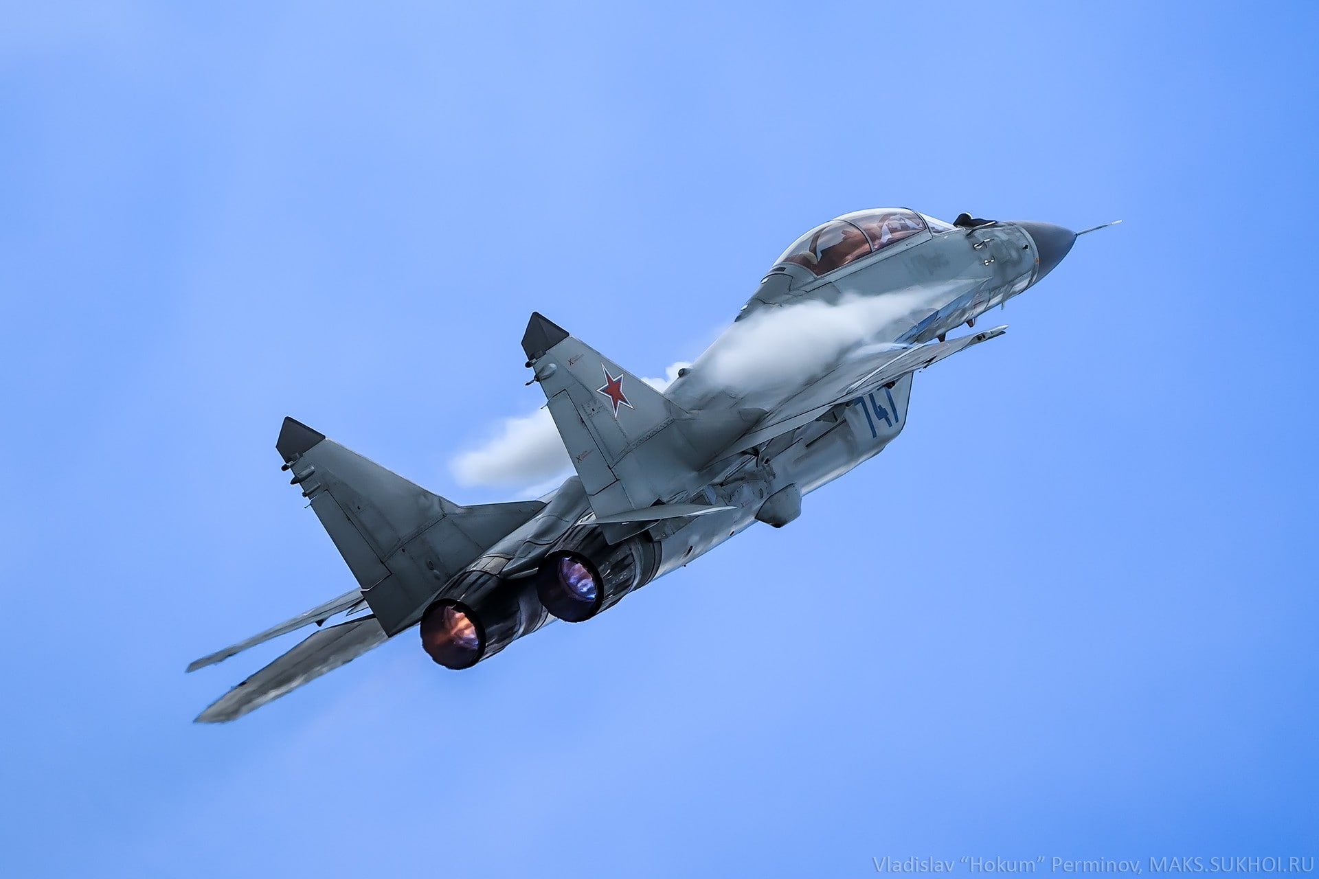 1080P, air vehicle, nature, aircraft, flying, no people, military aircraft, Mikoyan MiG-35, motion, aerospace industry, transportation, public transportation, HD Wallpaper