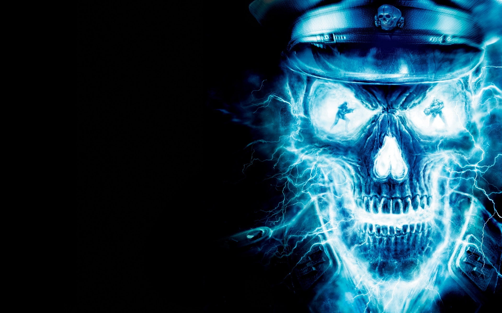sob, fundo, azul, 1080P, preto, caveira, HD Wallpaper