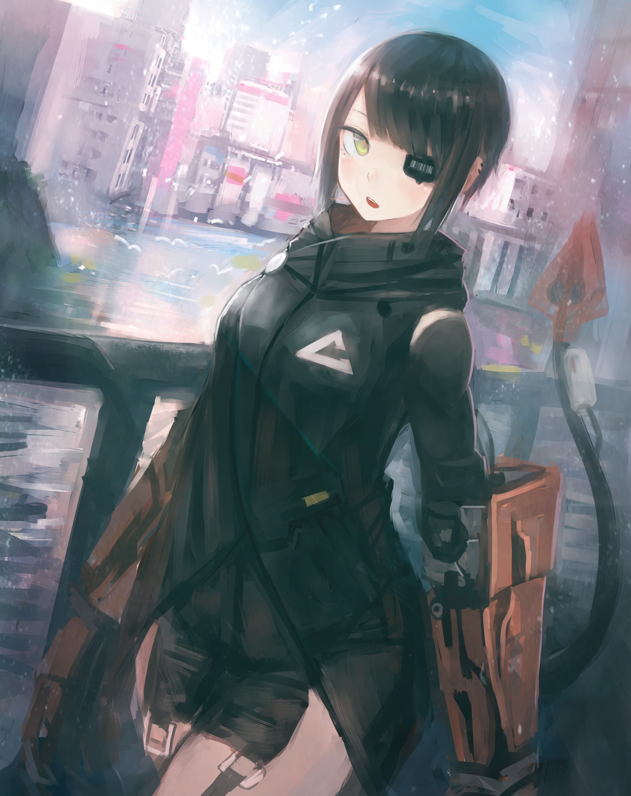 lifestyles, consumerism, digital composite, short hair, anime girls, glass - material, adult, human representation, architecture, mecha girls, street, young adult, Phone HD Wallpaper