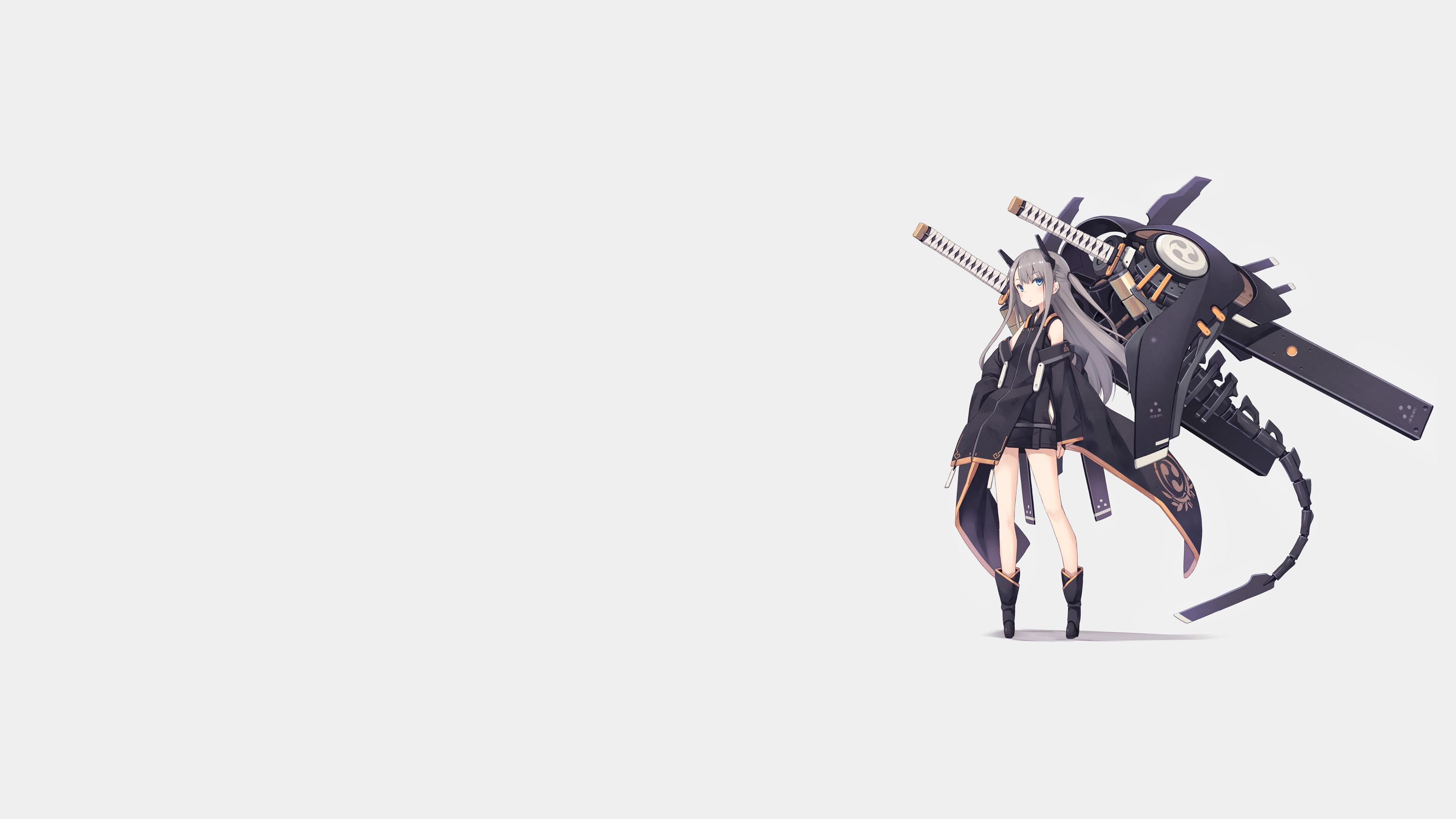 4K, anime girls, mecha girls, minimalism, Poco, simple background, science fiction, anime, Pixiv, simple, HD Wallpaper