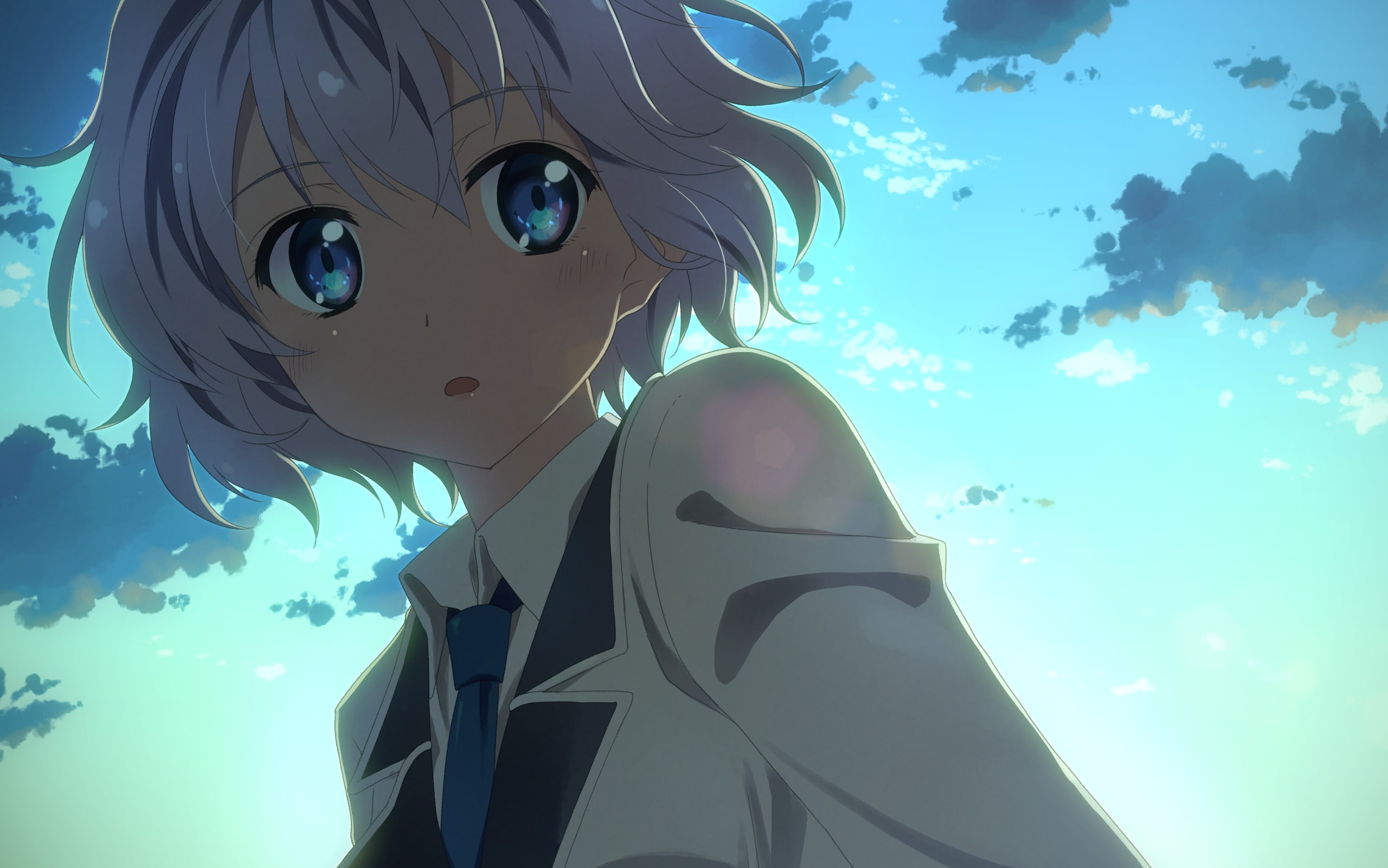 yuuki tatsuya, Anime, 2K, sky, short hair, cute, anime girl, HD Wallpaper