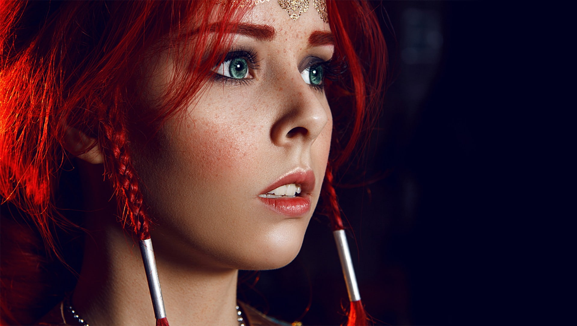1080P, cosplay, Triss Merigold, Disharmonica, Helly von Valentine, The Witcher 3: Wild Hunt, redhead, women, face, HD Wallpaper