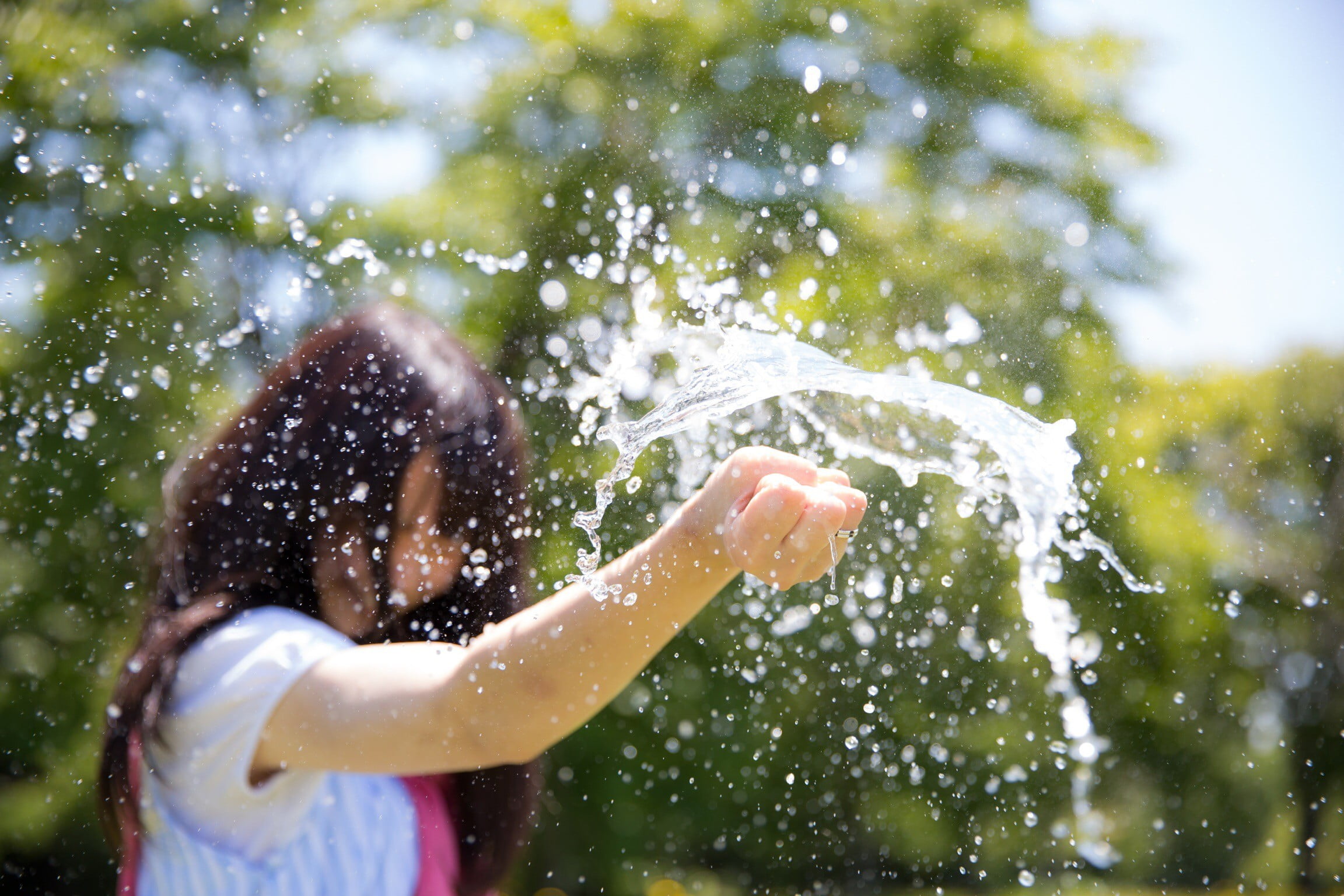 positive emotion, women, lifestyles, child, hairstyle, splashing, innocence, summer, leisure activity, one person, arms raised, nature, focus on foreground, HD Wallpaper