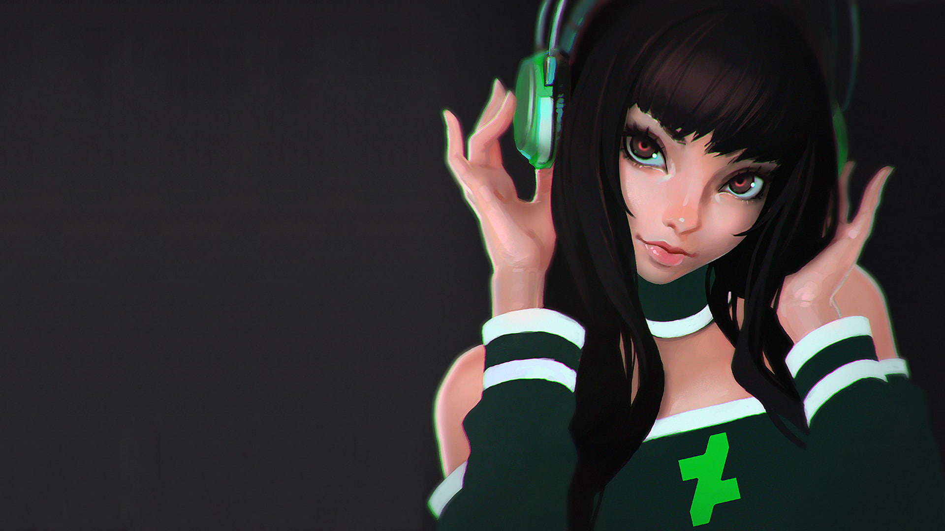 Ilya Kuvshinov, DeviantArt, 1080P, drawing, headphones, HD Wallpaper