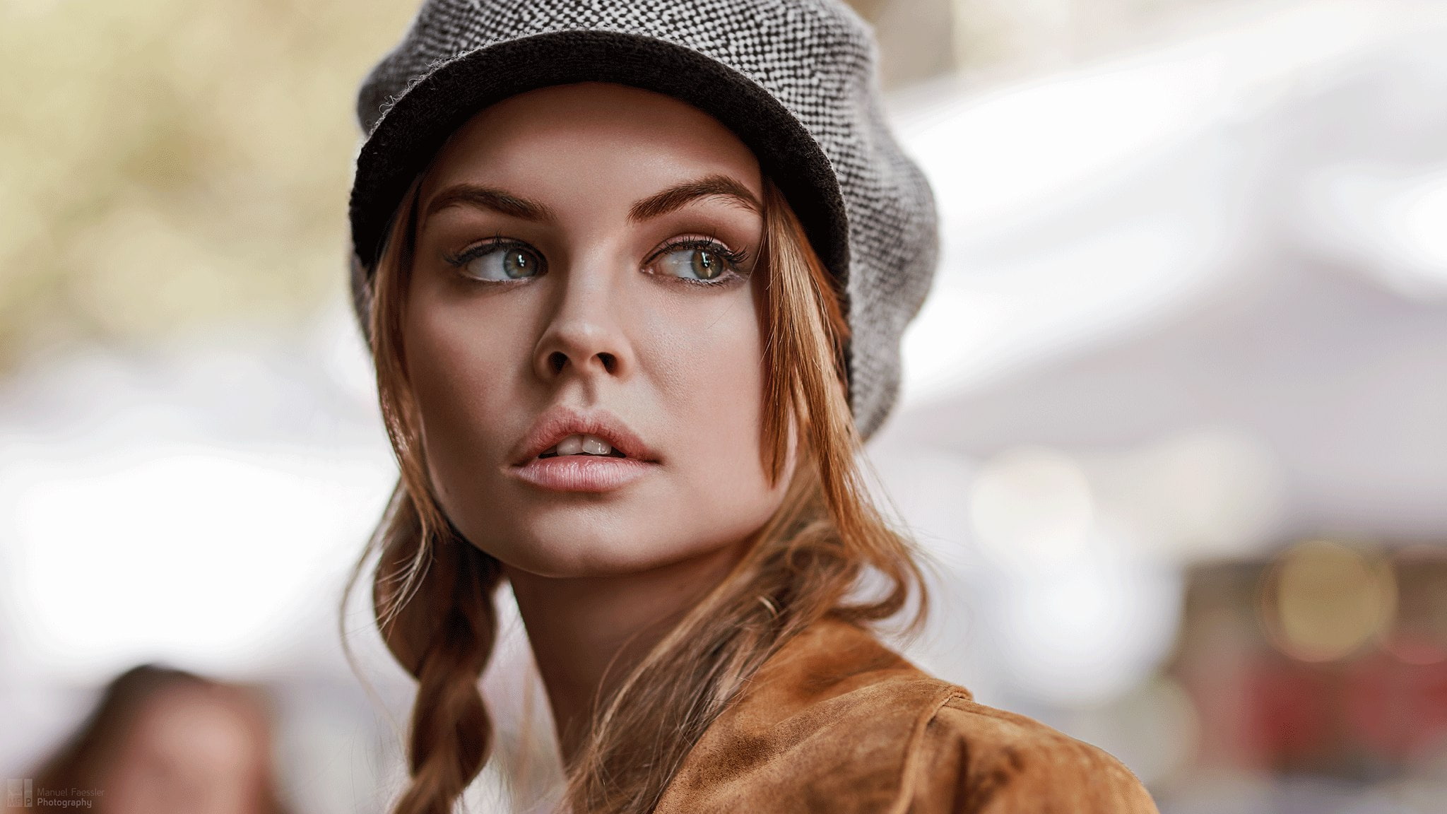 beautiful woman, jacket, blonde, long hair, clothing, headshot, human face, body part, young adult, model, beautiful people, one person, 1080P, young women, HD Wallpaper