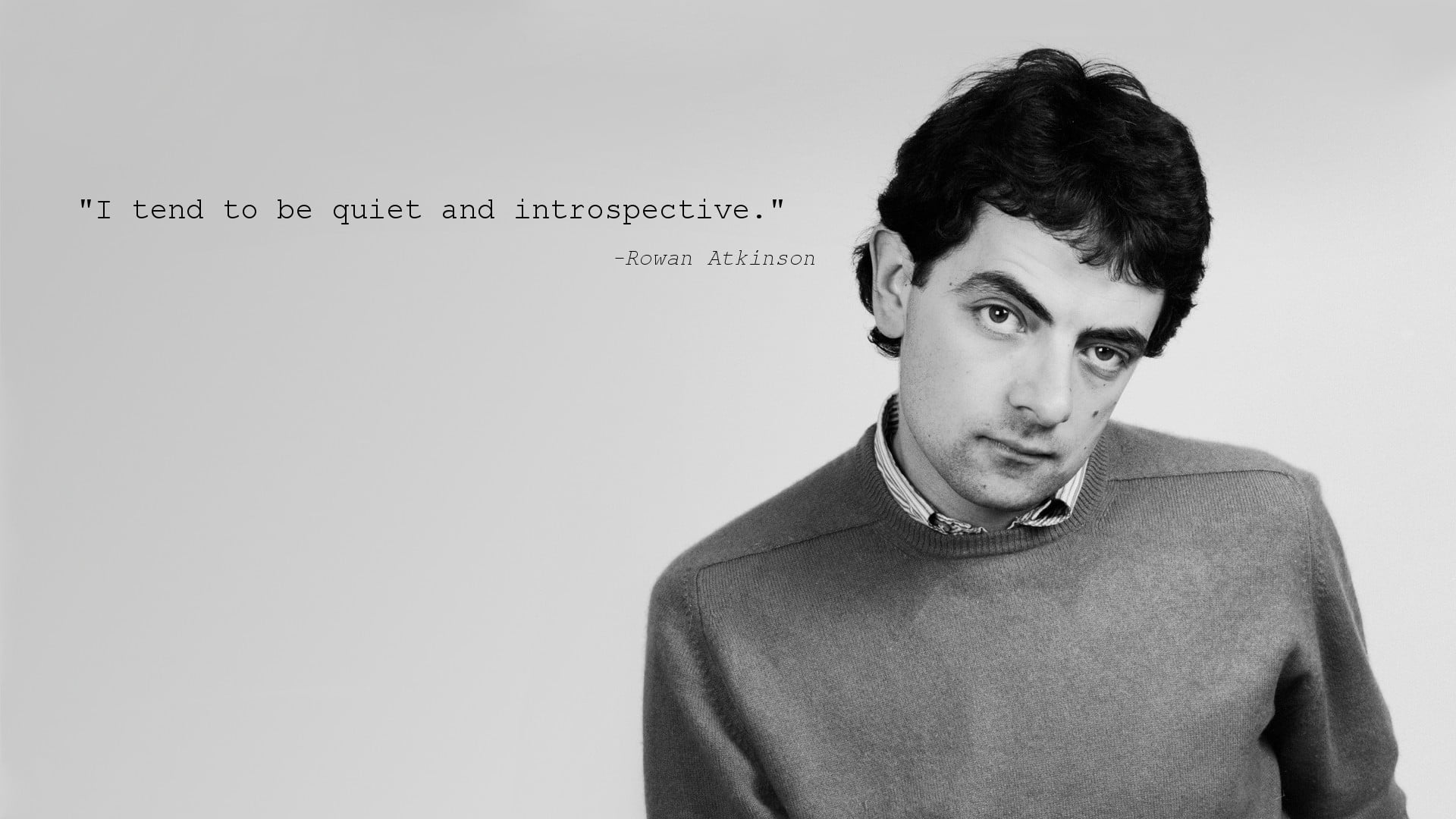 quote, teenager, men, young men, one person, actor, young adult, wall - building feature, indoors, copy space, white background, front view, Rowan Atkinson, HD Wallpaper