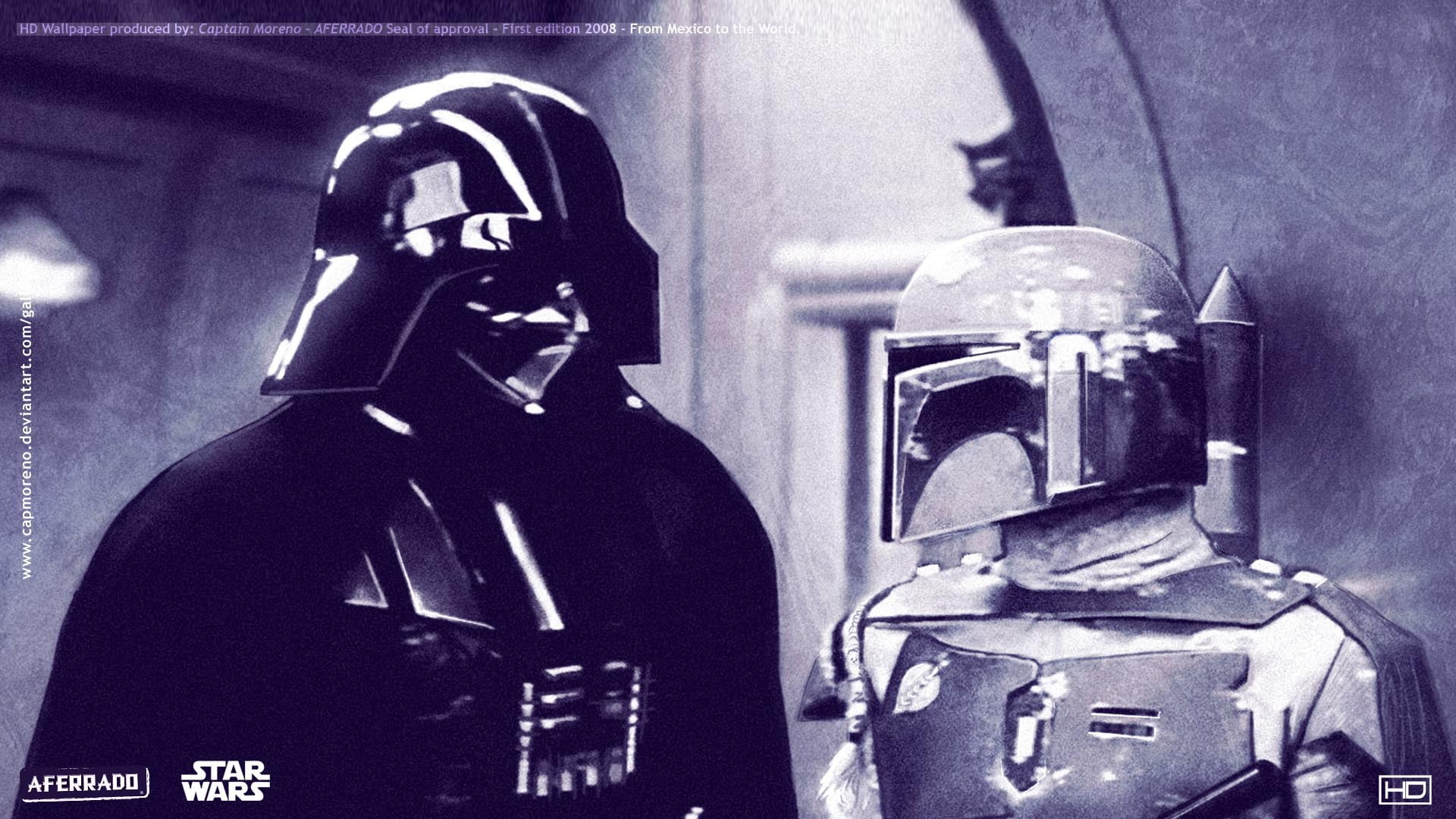 grayscale, human representation, sculpture, star, photo, statue, vader, wall - building feature, male likeness, movies, creativity, wars, Boba Fett, 1080P, HD Wallpaper