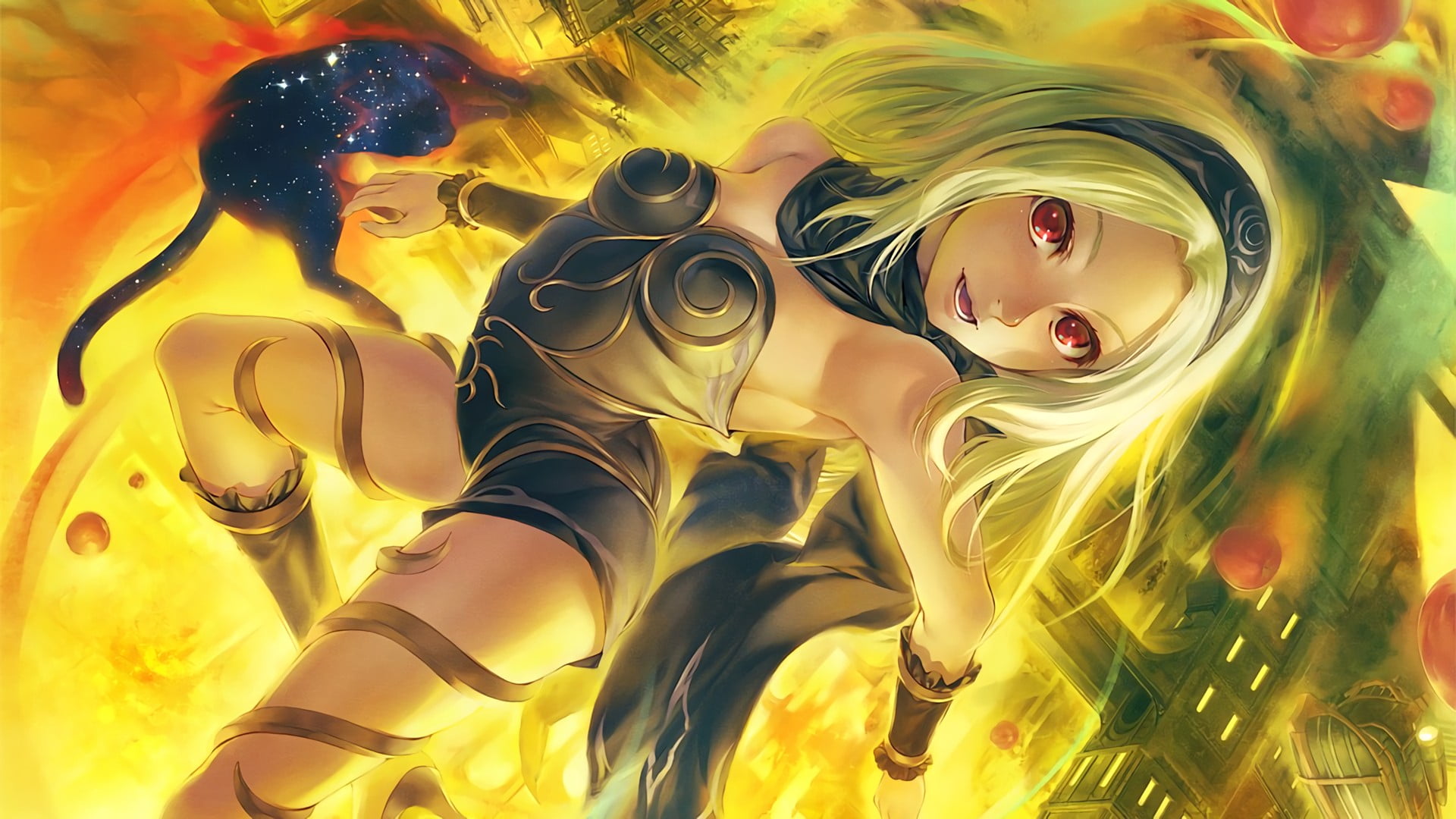 multi colored, yellow, female likeness, indoors, Gravity Rush, full frame, still life, fantasy art, human representation, untitled, representation, backgrounds, HD Wallpaper