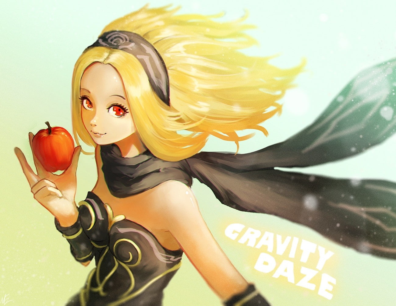 blonde, people, human representation, water, anime girls, fashion, art and craft, indoors, Gravity Rush, representation, women, young women, food, red eyes, HD Wallpaper