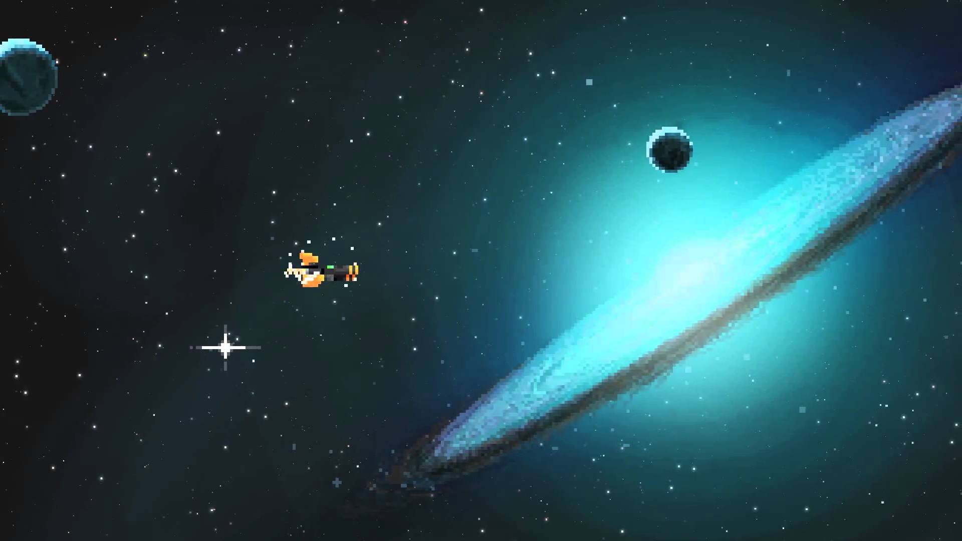 blue, pixel art, white, night, underwater, science fiction, sport, swimming, mid-air, water, adventure, video games, 1080P, sea, planet, sky, indie games, HD Wallpaper