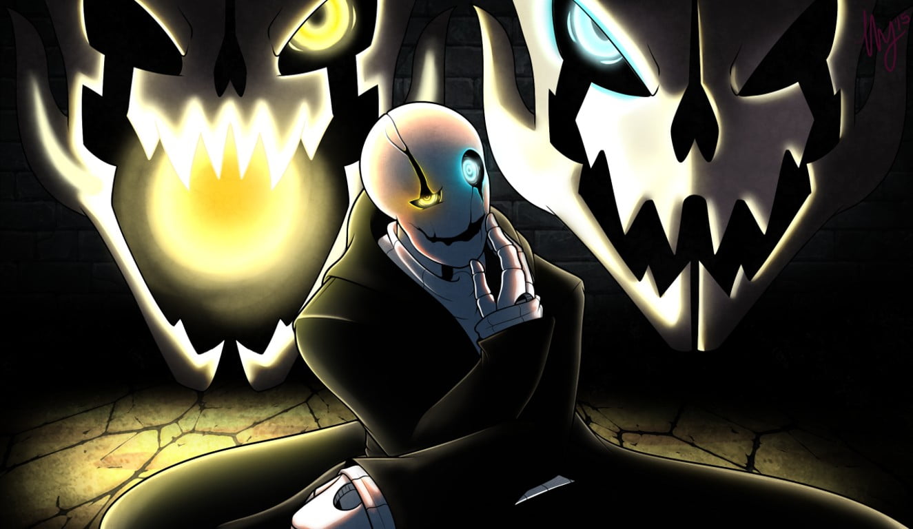 indoors, fire, 720P, Undertale, male likeness, protection, no people, flame, close-up, mannequin, illuminated, character, representation, human representation, HD Wallpaper