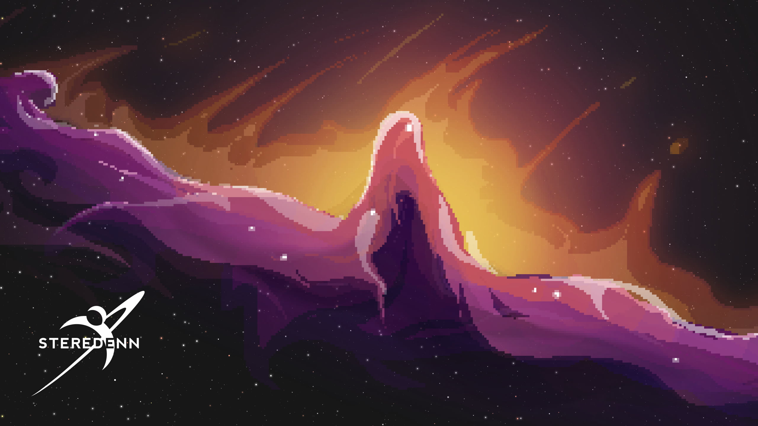 pixels, indie games, lifestyles, limb, Steredenn, pixel art, night, space, beauty in nature, auto post production filter, 2K, silhouette, digital, women, HD Wallpaper