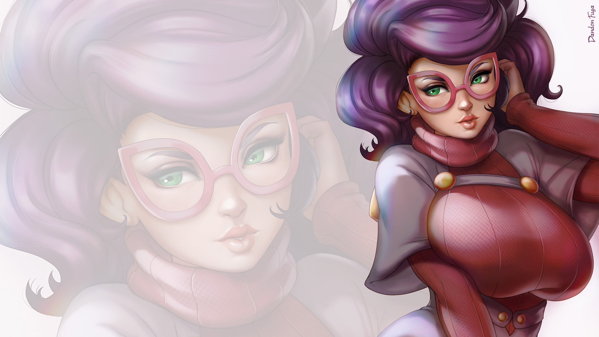 1080P, purple hair, dandon fuga, Wicke (Pokémon Sun and Moon), glasses, HD Wallpaper