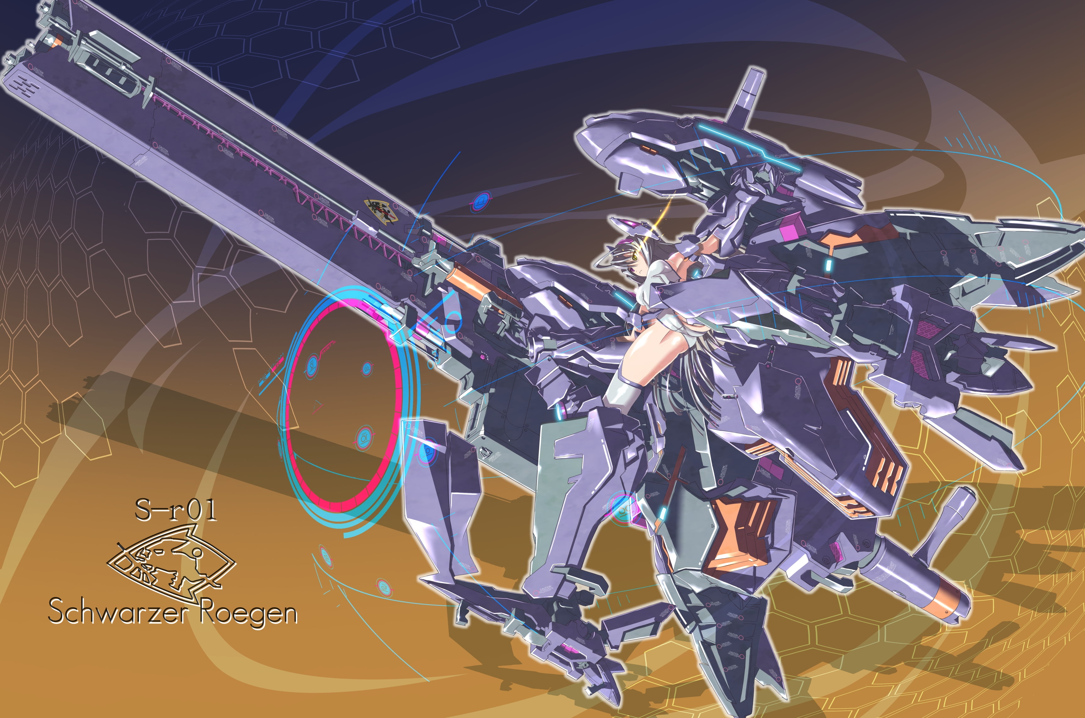 bicolored, eyes, bodewig, hair, laura, nenchi, gray, long, mechagirl, 2K, yellow, stratos, infinite, purple, HD Wallpaper