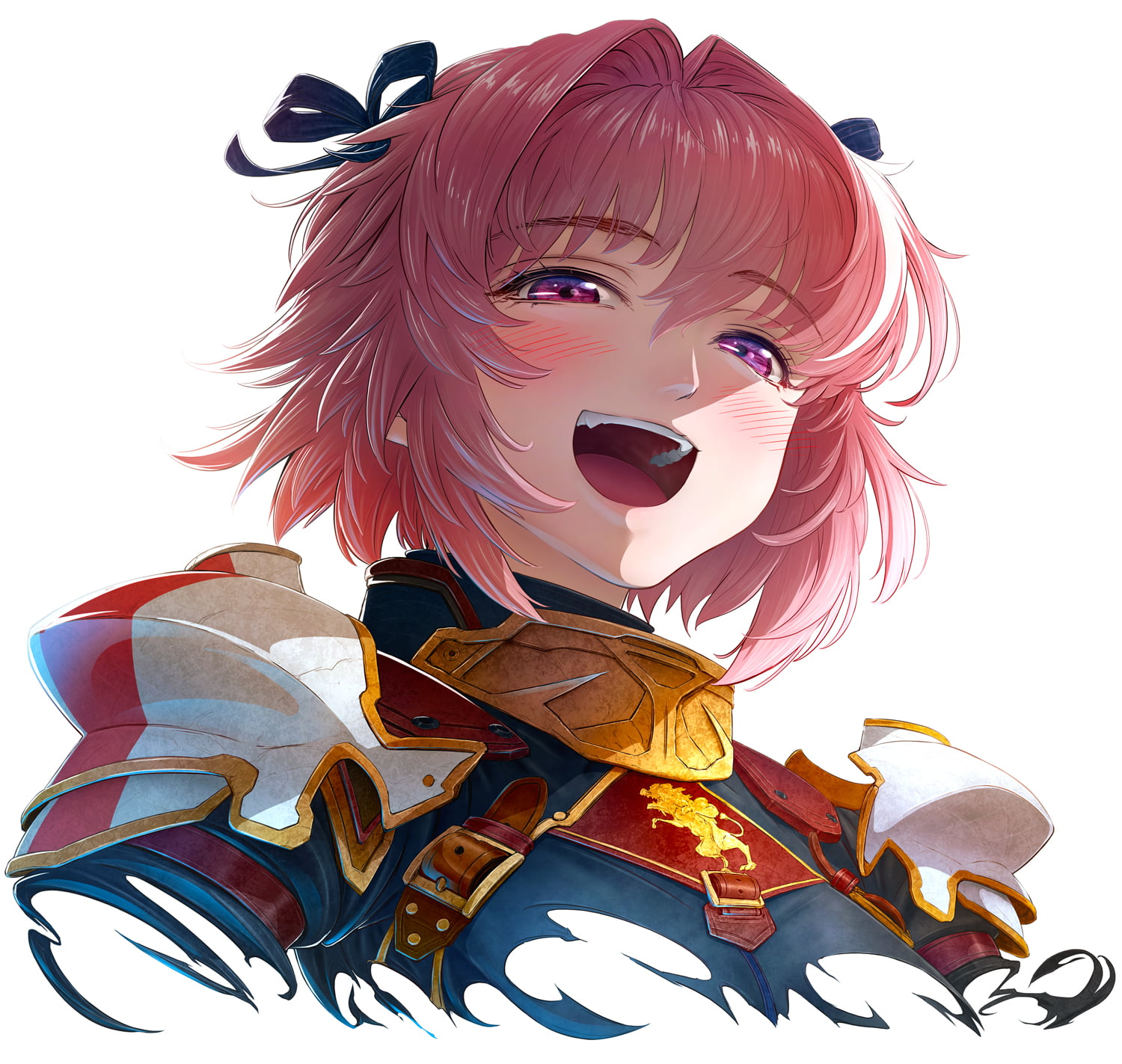 femboy, smile, anime, low-angle, bangs, FGO, bicolored hair, open mouth, Fate/Grand Order, Fate/Apocrypha, black ribbons, alternate hairstyle, violet eyes, HD Wallpaper