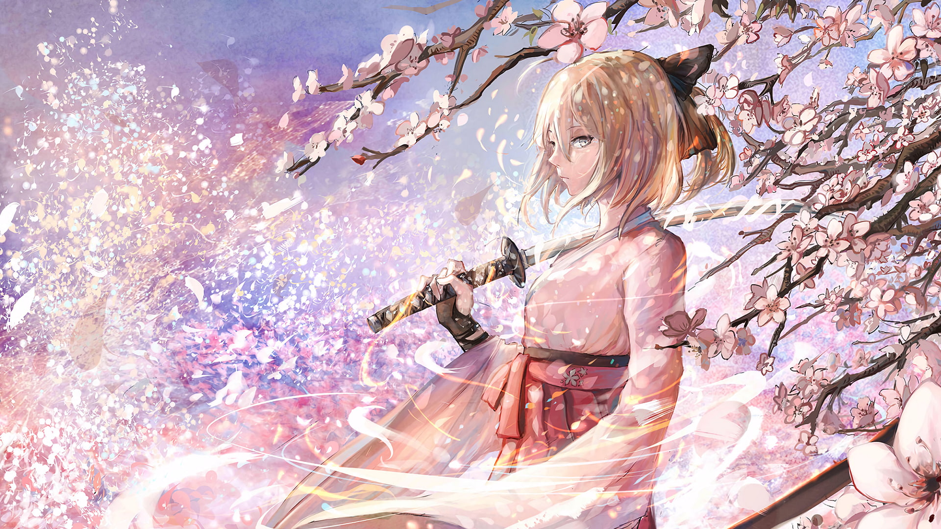 1080P, anime girls, Sakura Saber, artwork, HD Wallpaper