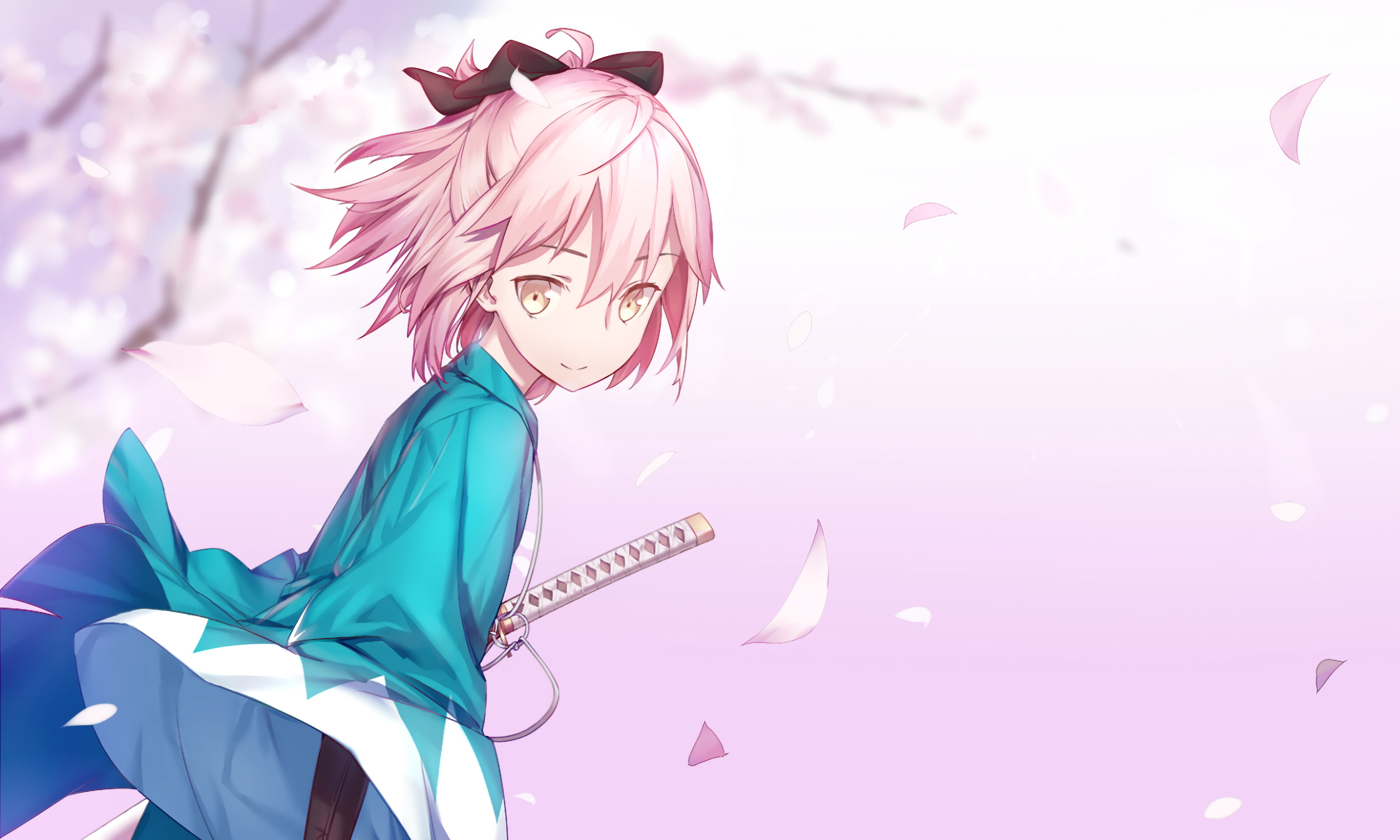 anime girls, Sakura Saber, katana, anime, 2K, Fate Series, HD Wallpaper