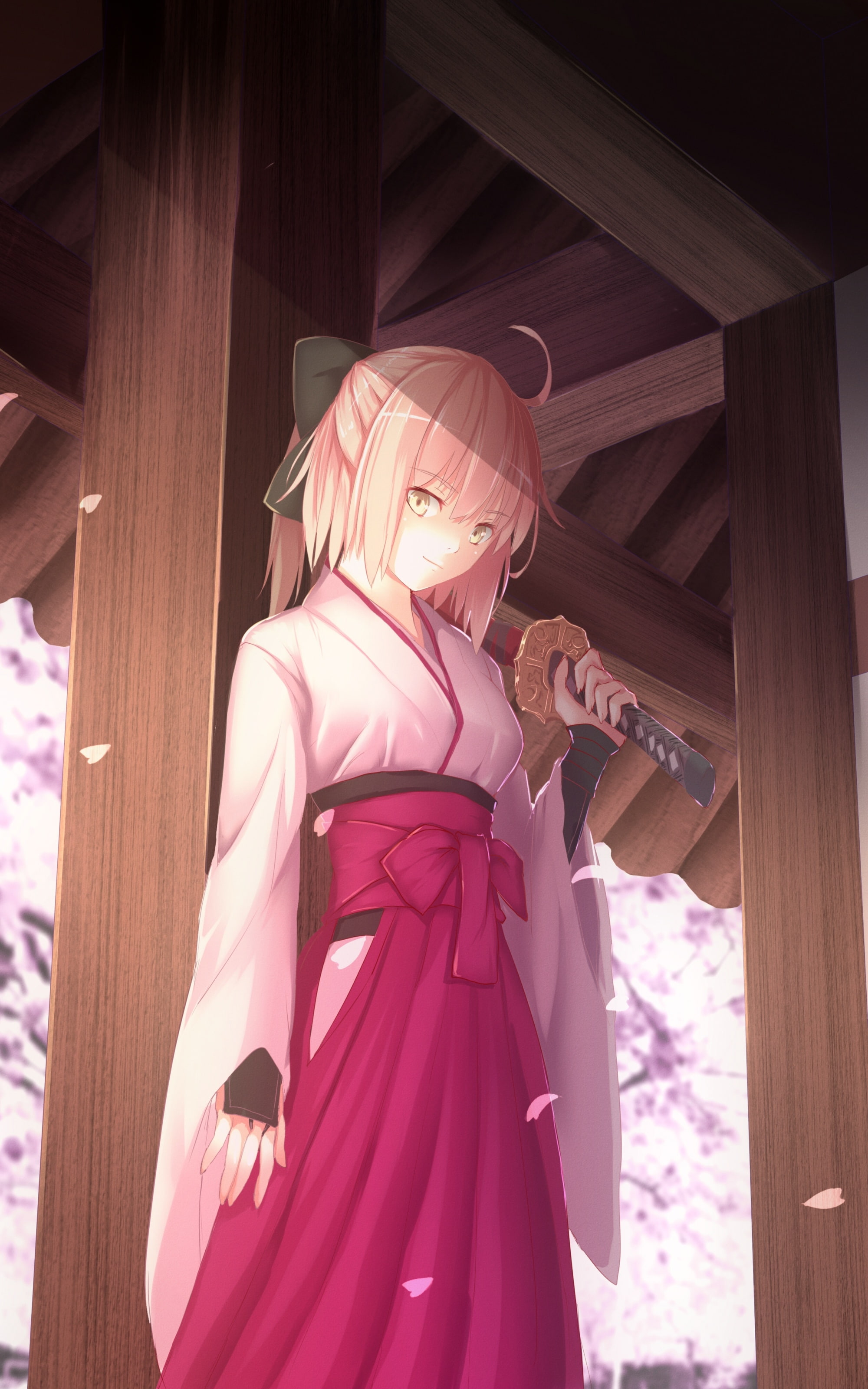 three quarter length, happiness, celebration, petals, clothing, wood - material, females, one person, indoors, japanese clothes, offspring, day, women, Phone HD Wallpaper