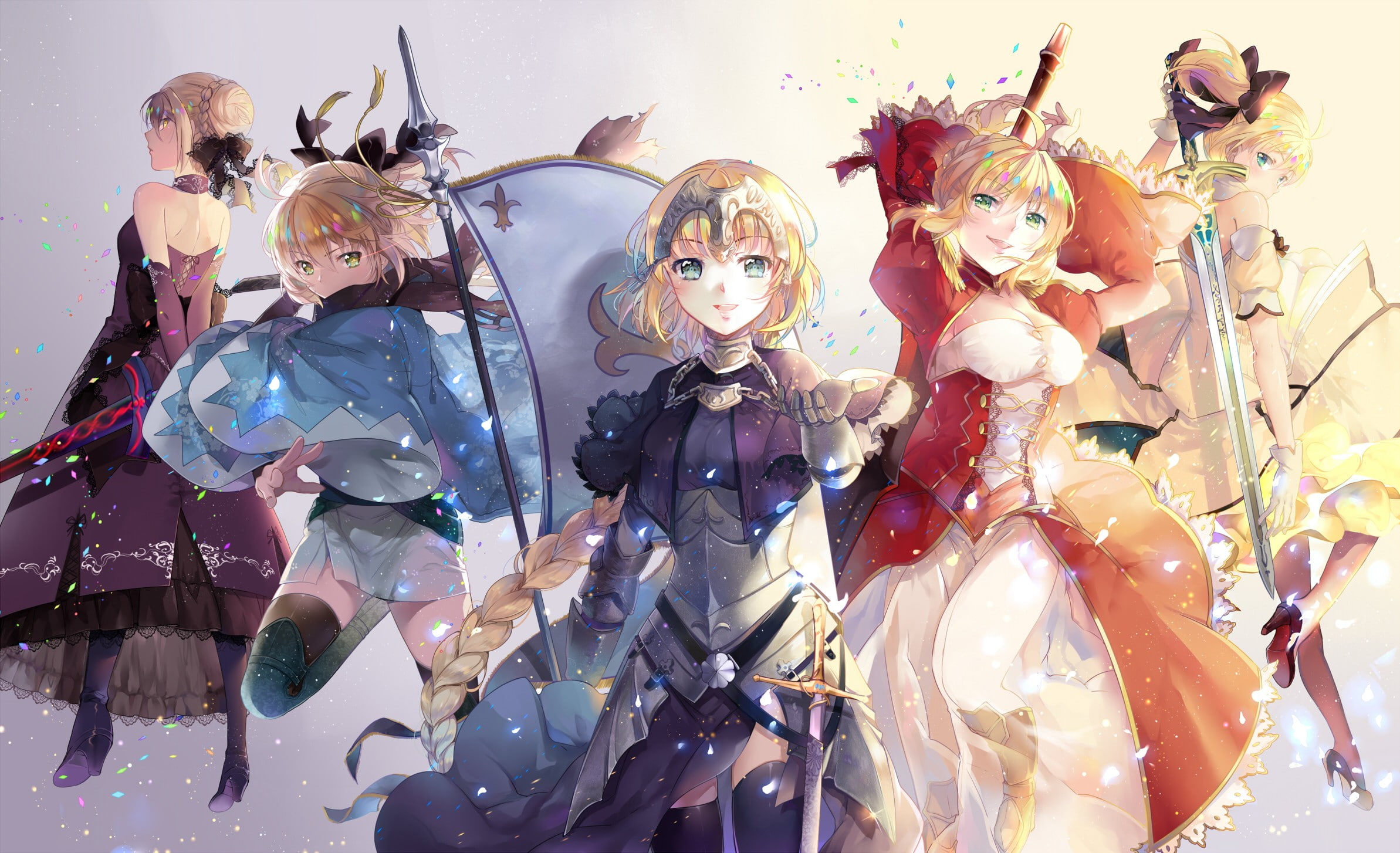 Fate Series, Saber Extra, anime girls, Ruler (FateGrand Order), Sakura Saber, Saber, 1080P, Saber Alter, anime, Saber Lily, HD Wallpaper