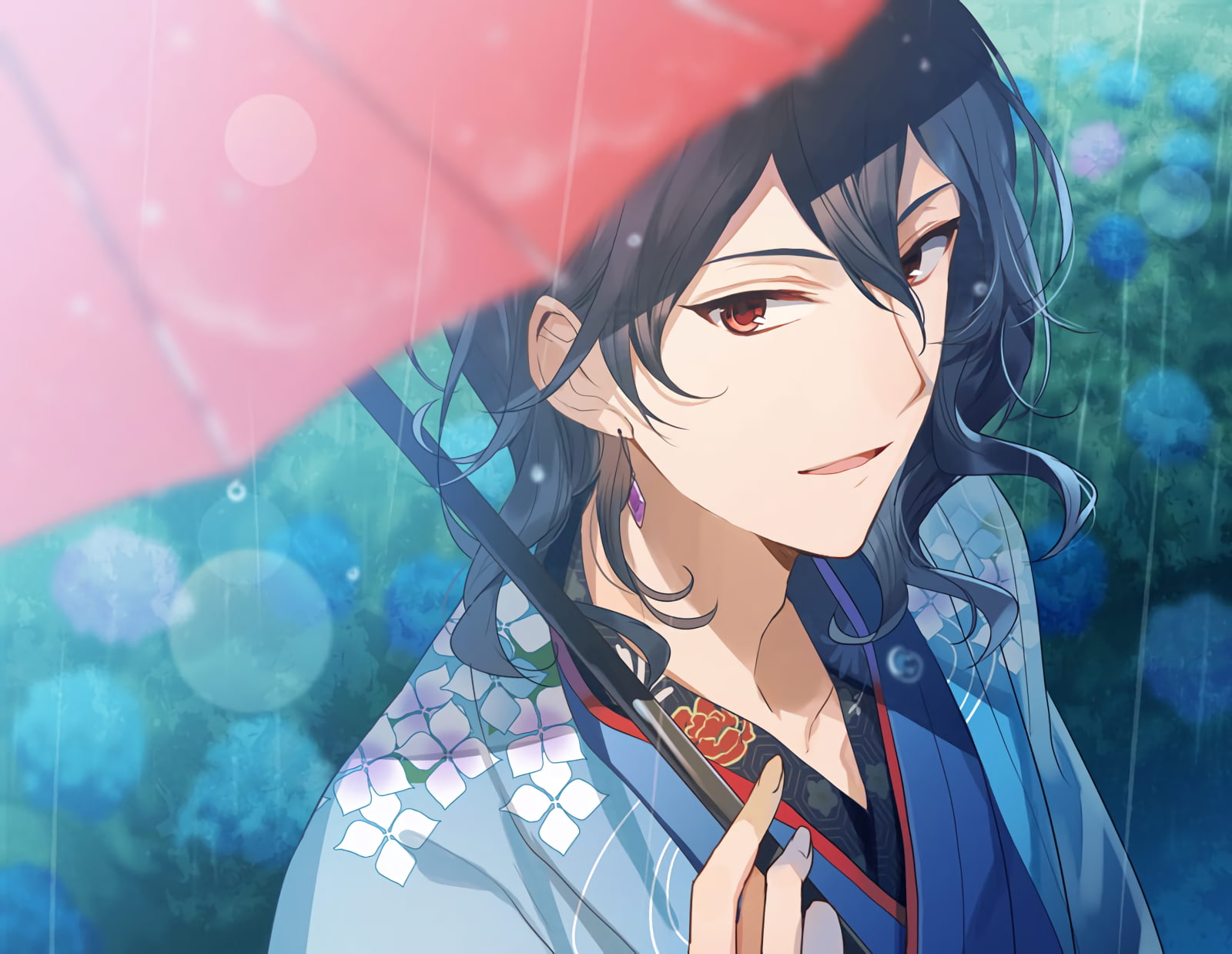 front view, Anime, raining, looking away, young adult, looking, close-up, beauty, leisure activity, sakuma rei, young women, portrait, women, ensemble stars, HD Wallpaper