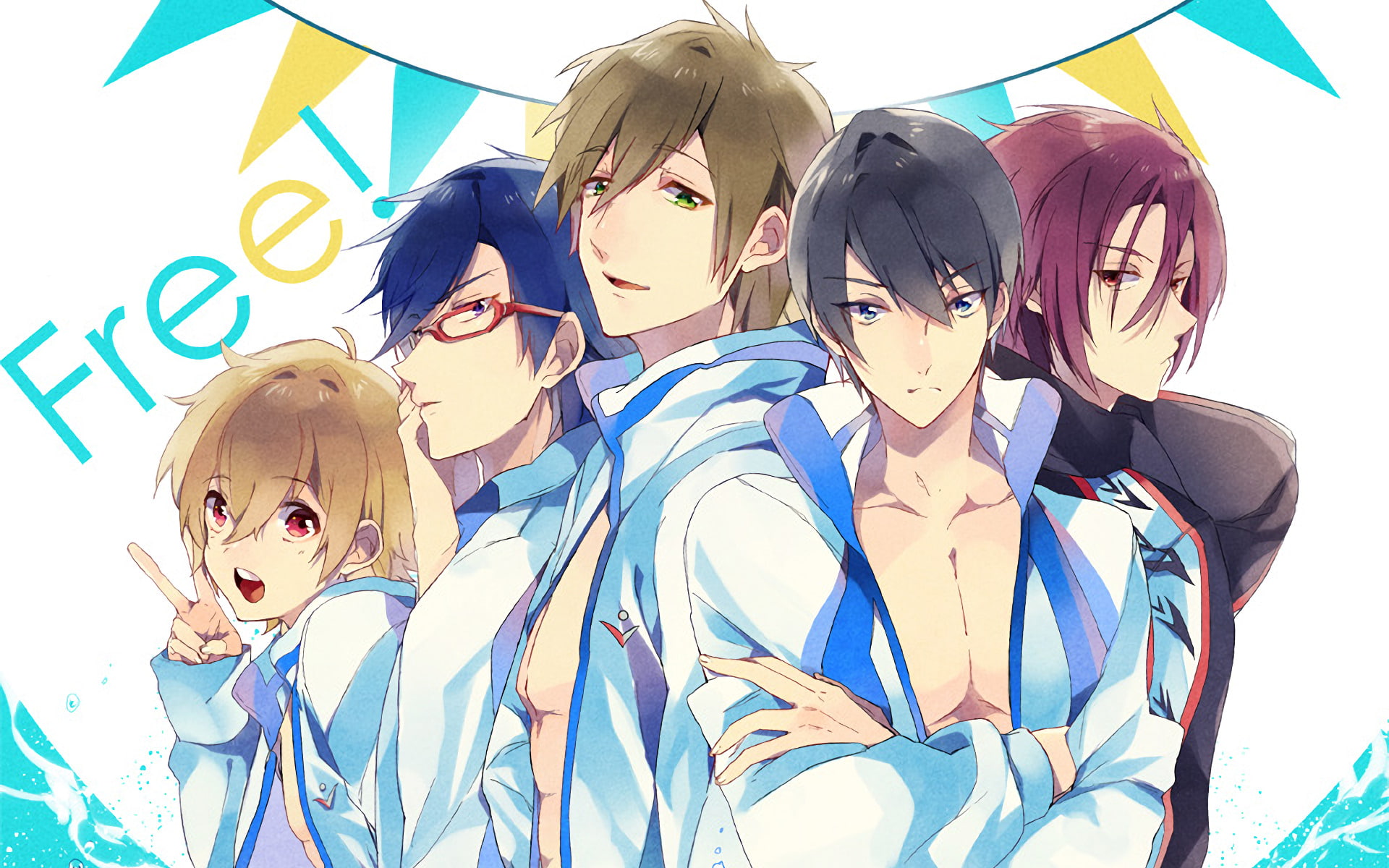 Anime, 1080P, Nagisa Hazuki, Makoto Tachibana, Rei Ryūgazaki, Haruka Nanase, Rin Matsuoka, Free!, HD Wallpaper