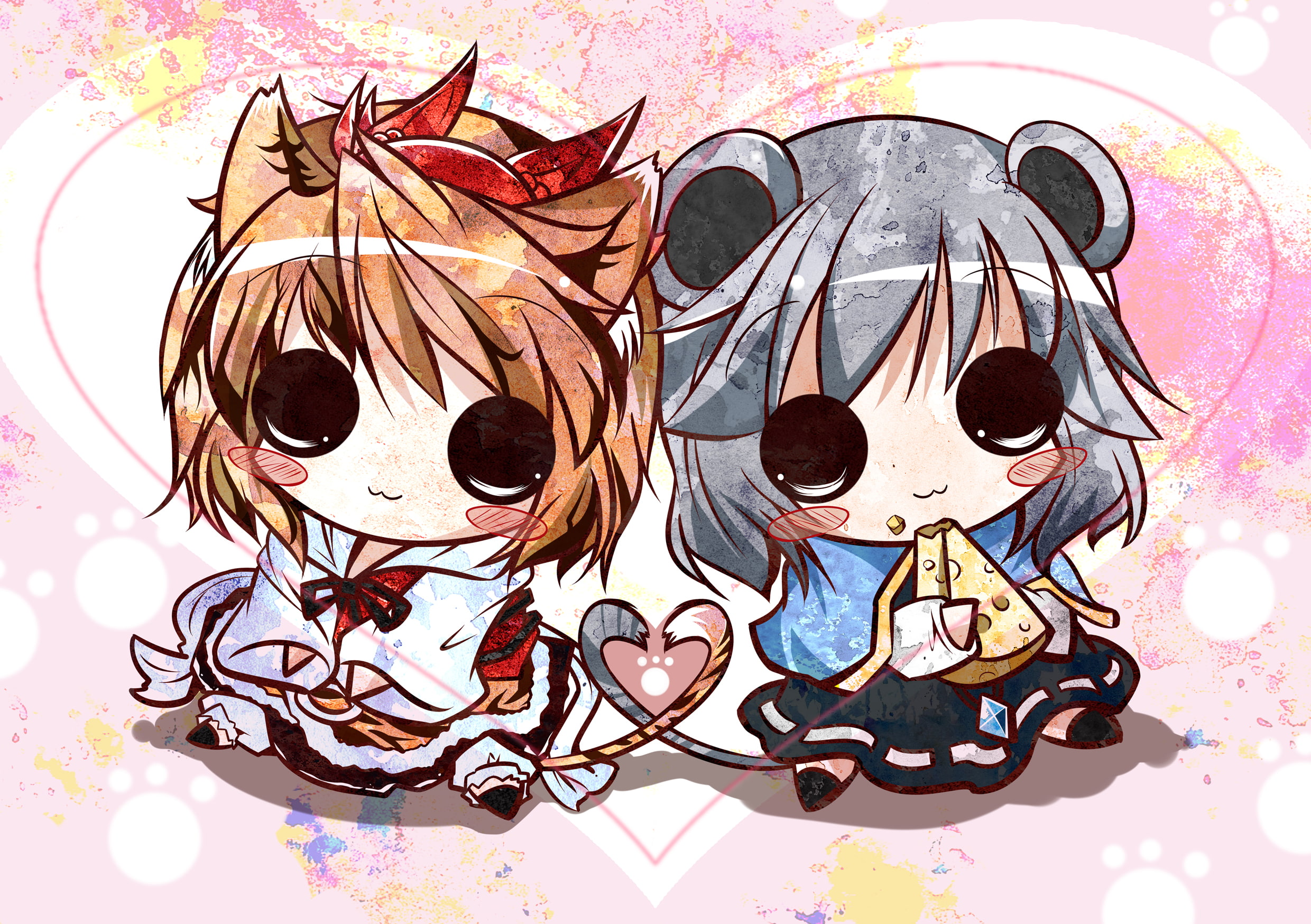 wall - building feature, floral pattern, close-up, human representation, still life, Touhou, chibi, craft, female likeness, representation, multi colored, HD Wallpaper