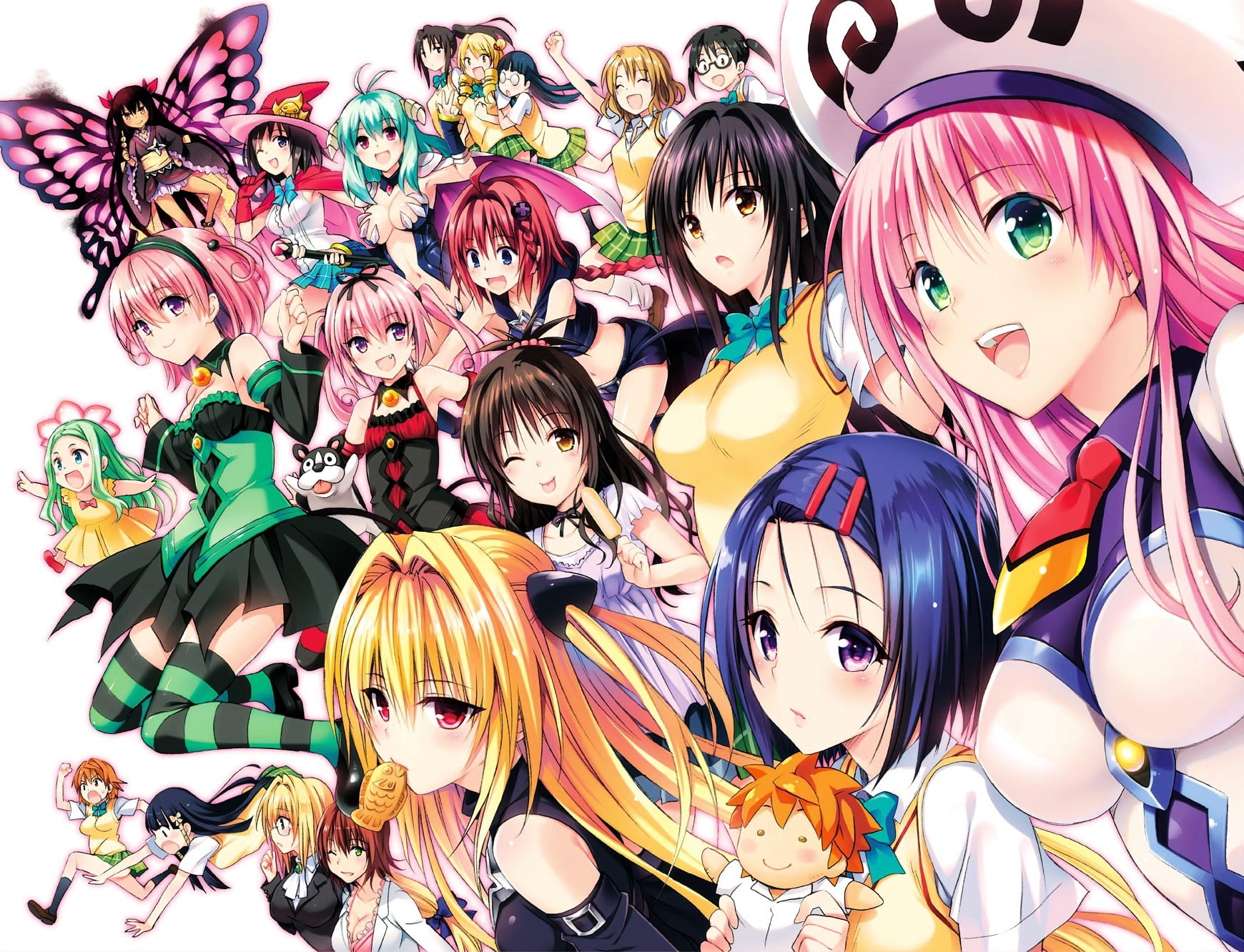 childhood, Anime, female likeness, indoors, human representation, variation, toy, girls, lifestyles, deviluke lala satalin, multi colored, sairenji haruna, HD Wallpaper