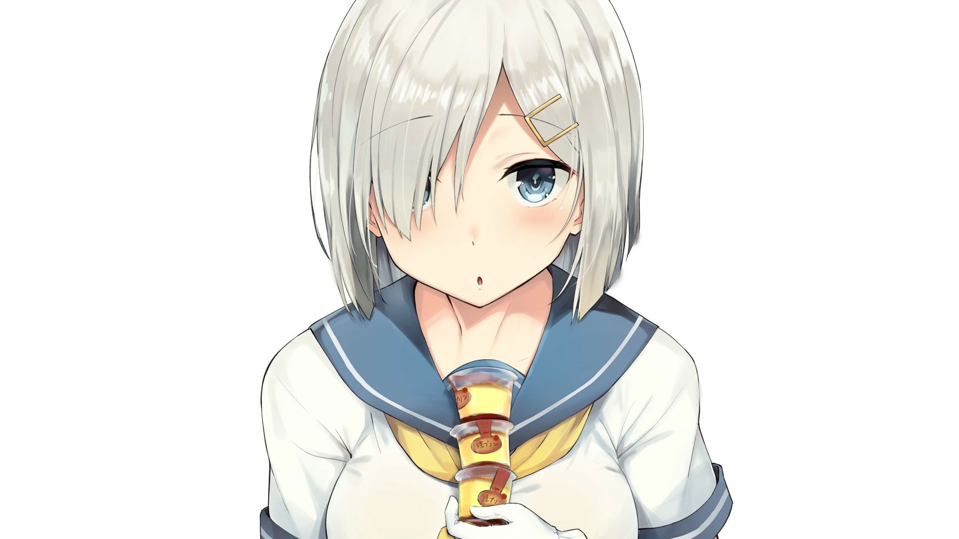males, Hamakaze (KanColle), boys, front view, disguise, copy space, waist up, cut out, child, obscured face, men, white hair, mask, looking at camera, white color, HD Wallpaper