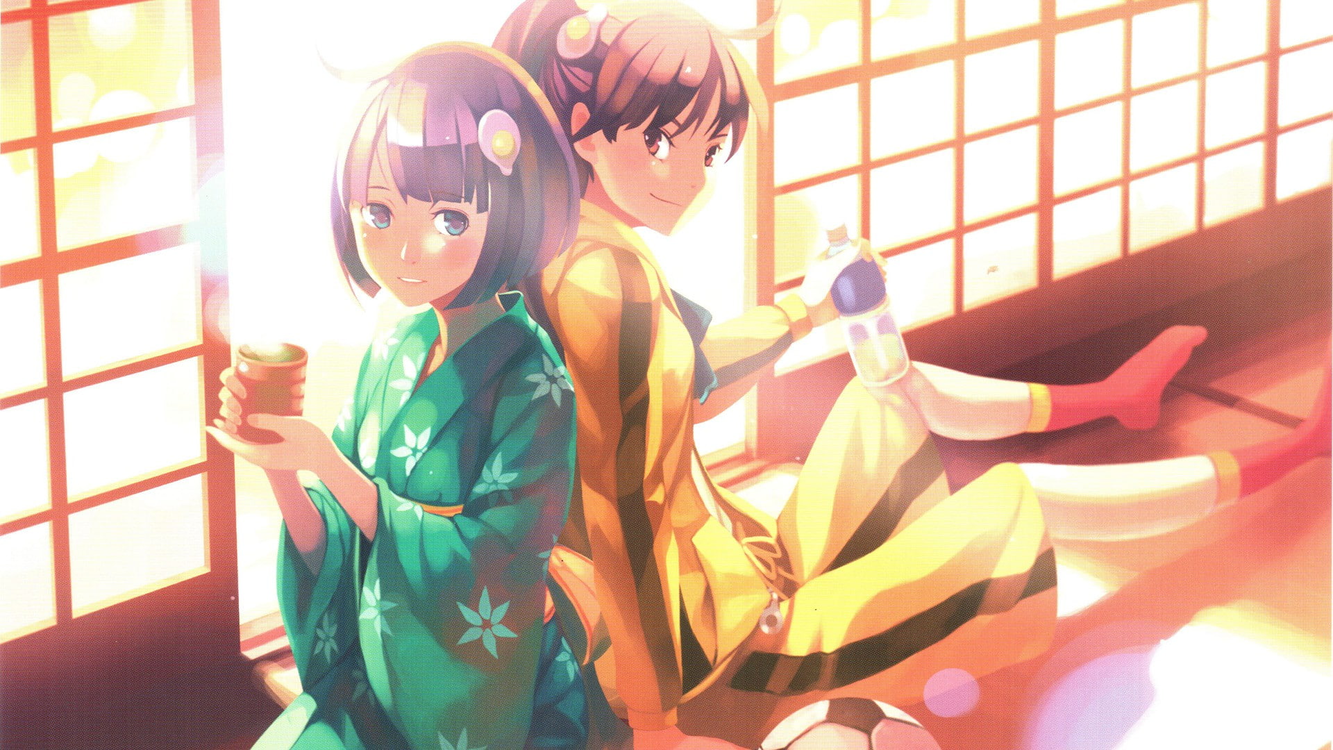 Araragi Tsukihi, 1080P, Araragi Karen, anime girls, Monogatari Series, HD Wallpaper