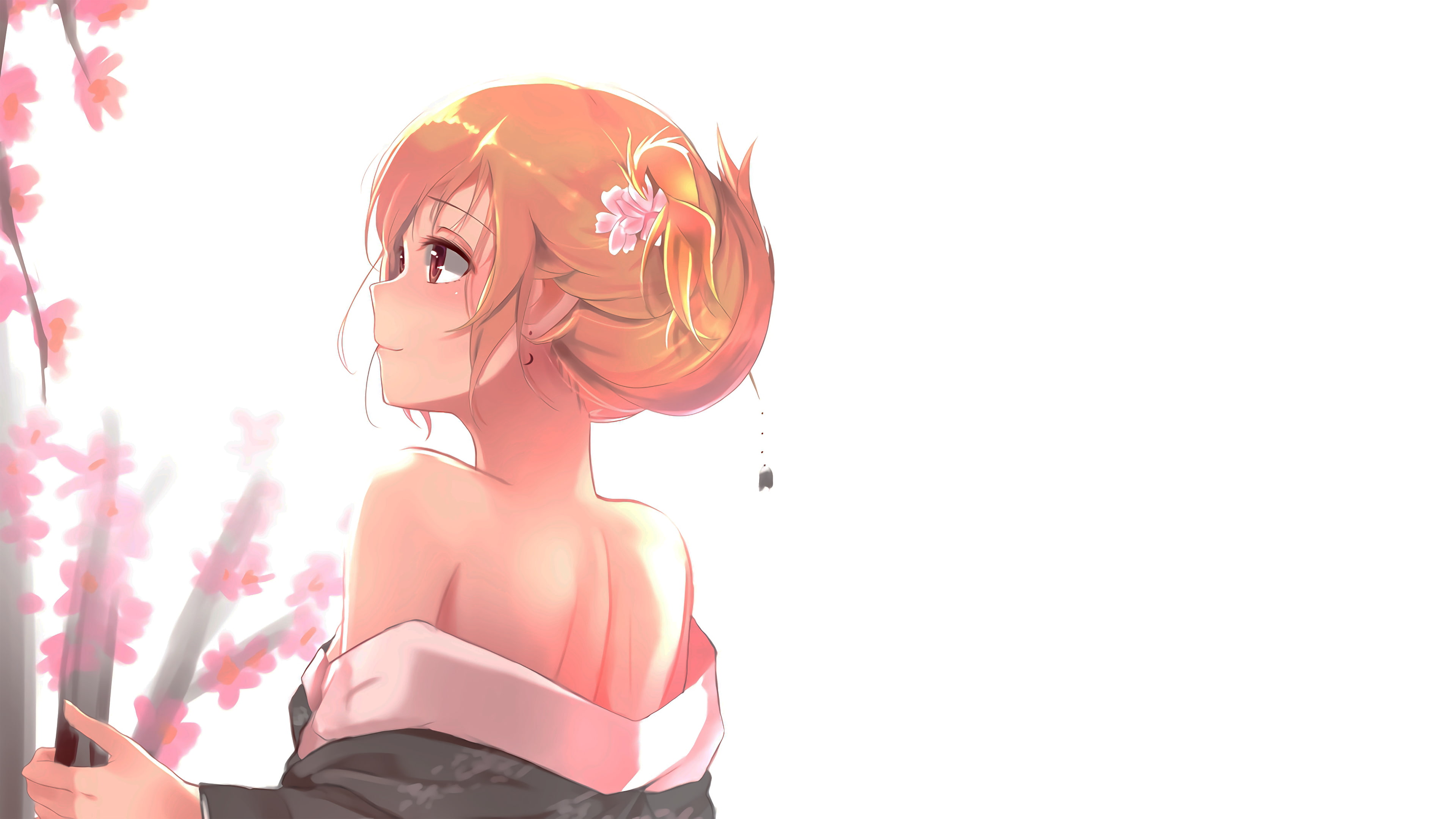 anime girls, hair ornament, red eyes, 4K, anime, short hair, HD Wallpaper