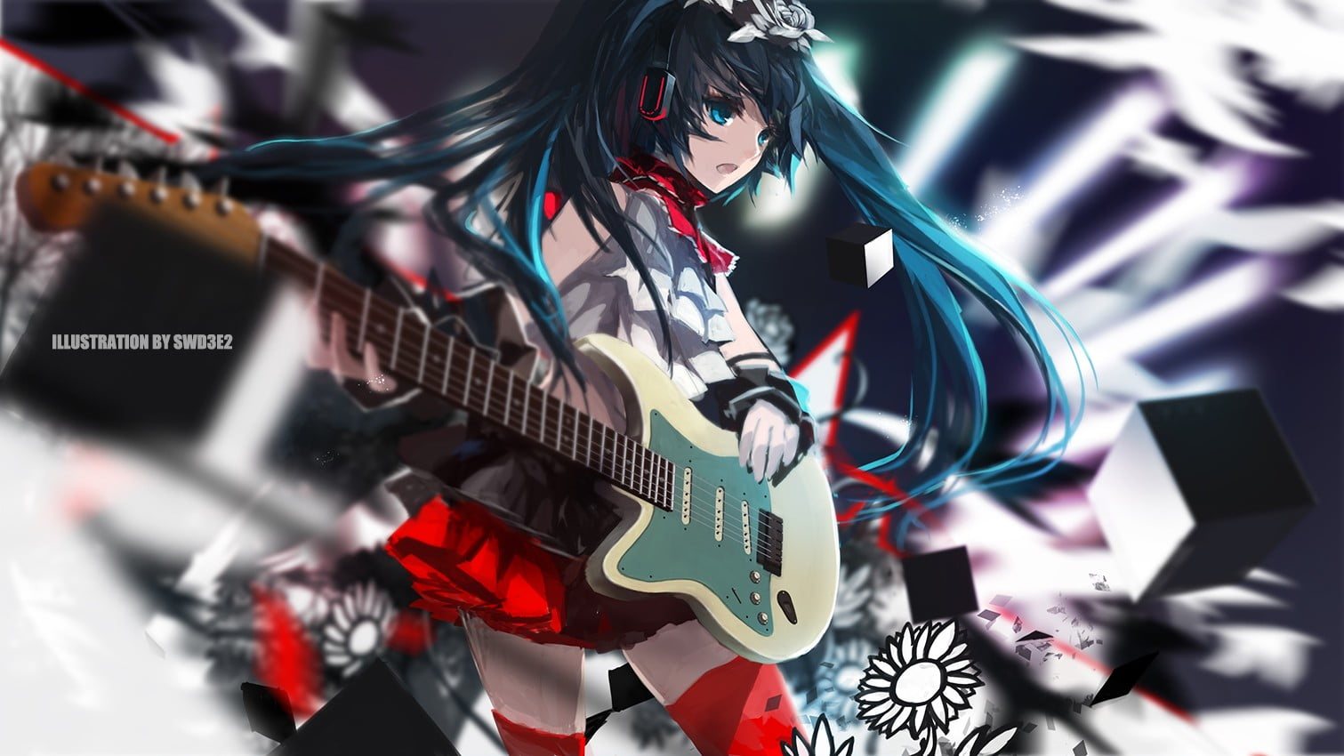 Hatsune Miku, artist, music, anime girls, indoors, one person, women, swd3e2, nightlife, arts culture and entertainment, twintails, headphones, young women, HD Wallpaper