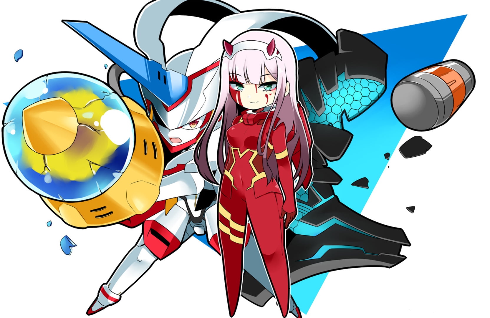 creativity, multi colored, Zero Two (Darling in the FranXX), representation, inflatable, Chibi, large group of objects, Green Eyes, Horns, arts culture and entertainment, HD Wallpaper