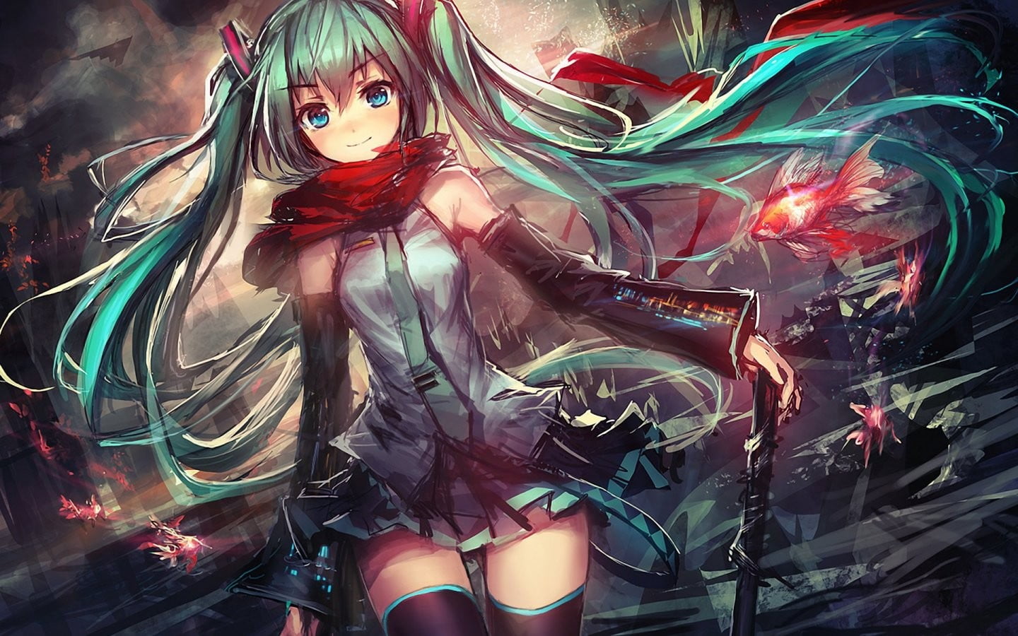 multiple exposure, anime girls, night, representation, indoors, long hair, digital composite, adult, Hatsune Miku, smiling, creativity, hair ornament, art and craft, HD Wallpaper