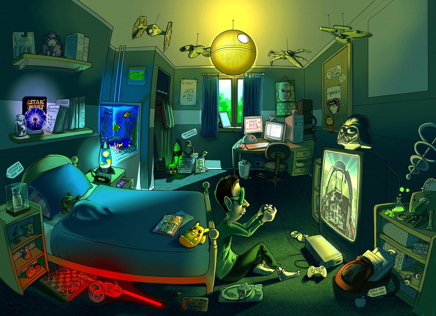720P, x, video, pikachu, geek, beds, Video Games, games, wars, star, wallpape, Star Wars, unfinished, spock, xbox, hd, bedroom, art, HD Wallpaper