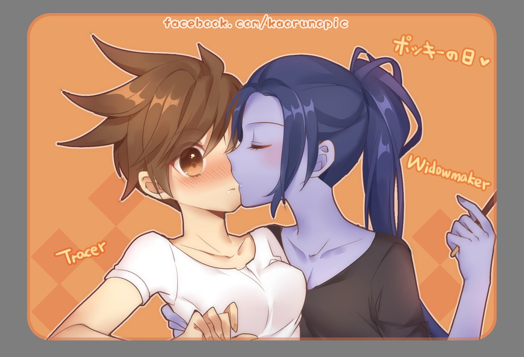 shoujo, kiss, 2girls, blue, com, transparent, hair, 254055, overwatch, 720P, long, tracer, food, ponytail, windowmaker, short, blush, watermark, hug, brown, HD Wallpaper